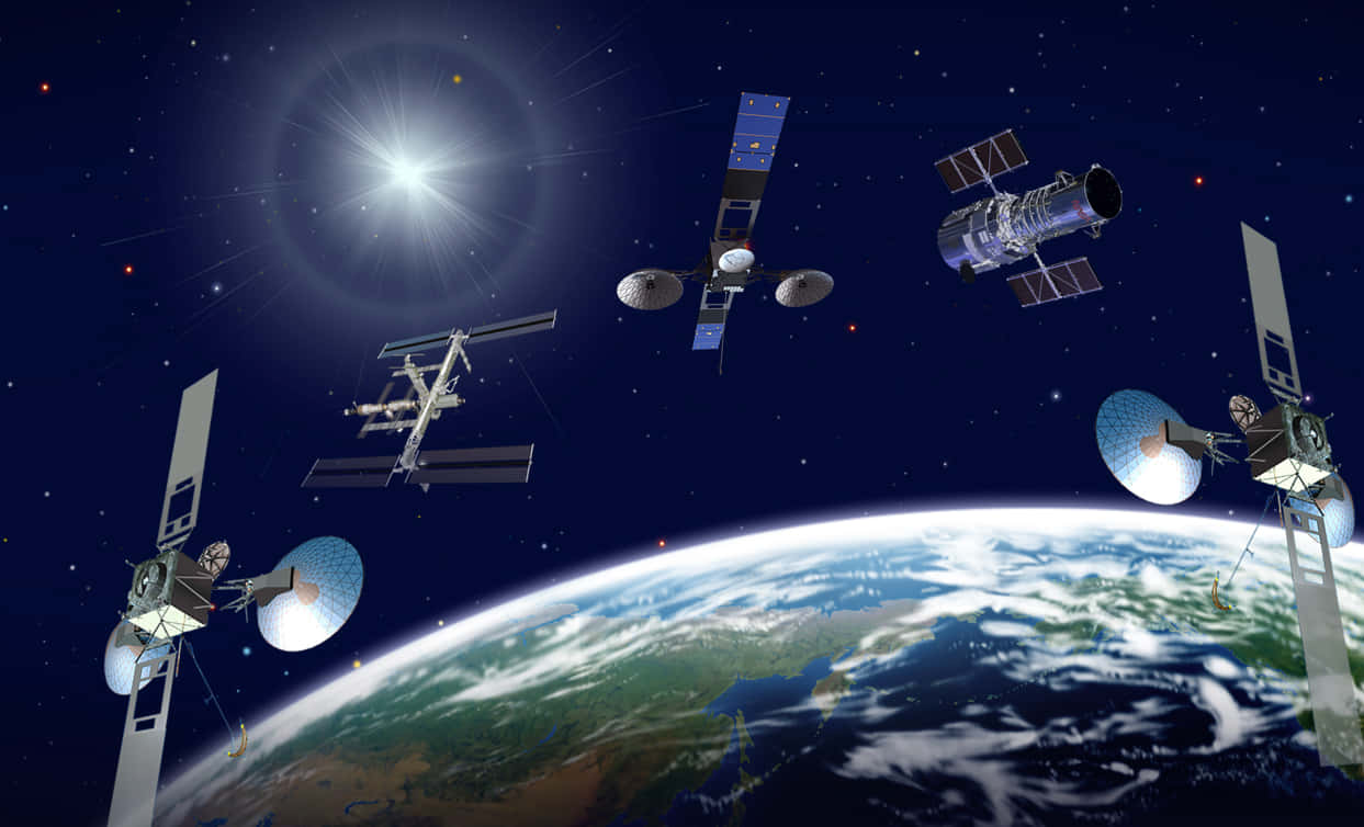 satellite technology, Earth, starry sky, SD Desktop Wallpaper
