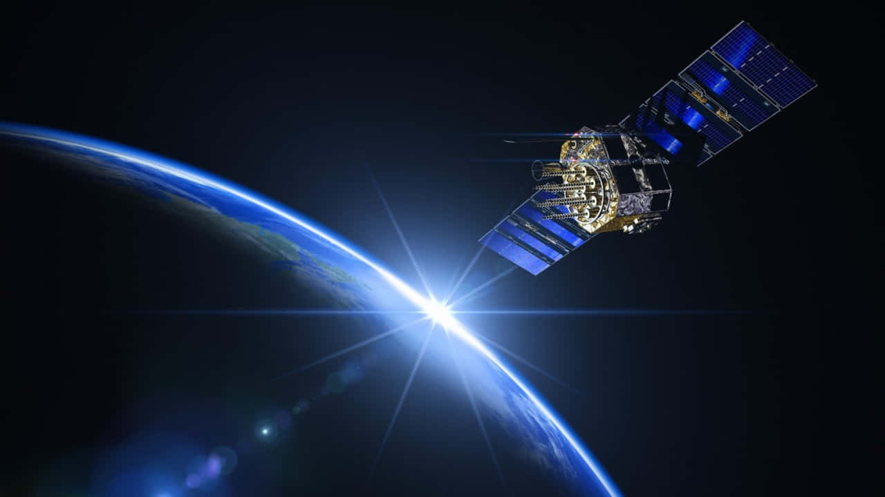 satellite, blue solar panels, Earth, HD Desktop Wallpaper