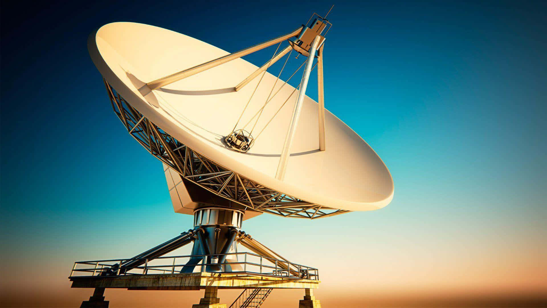satellite dish, white, gradient sky, Full HD Desktop Wallpaper
