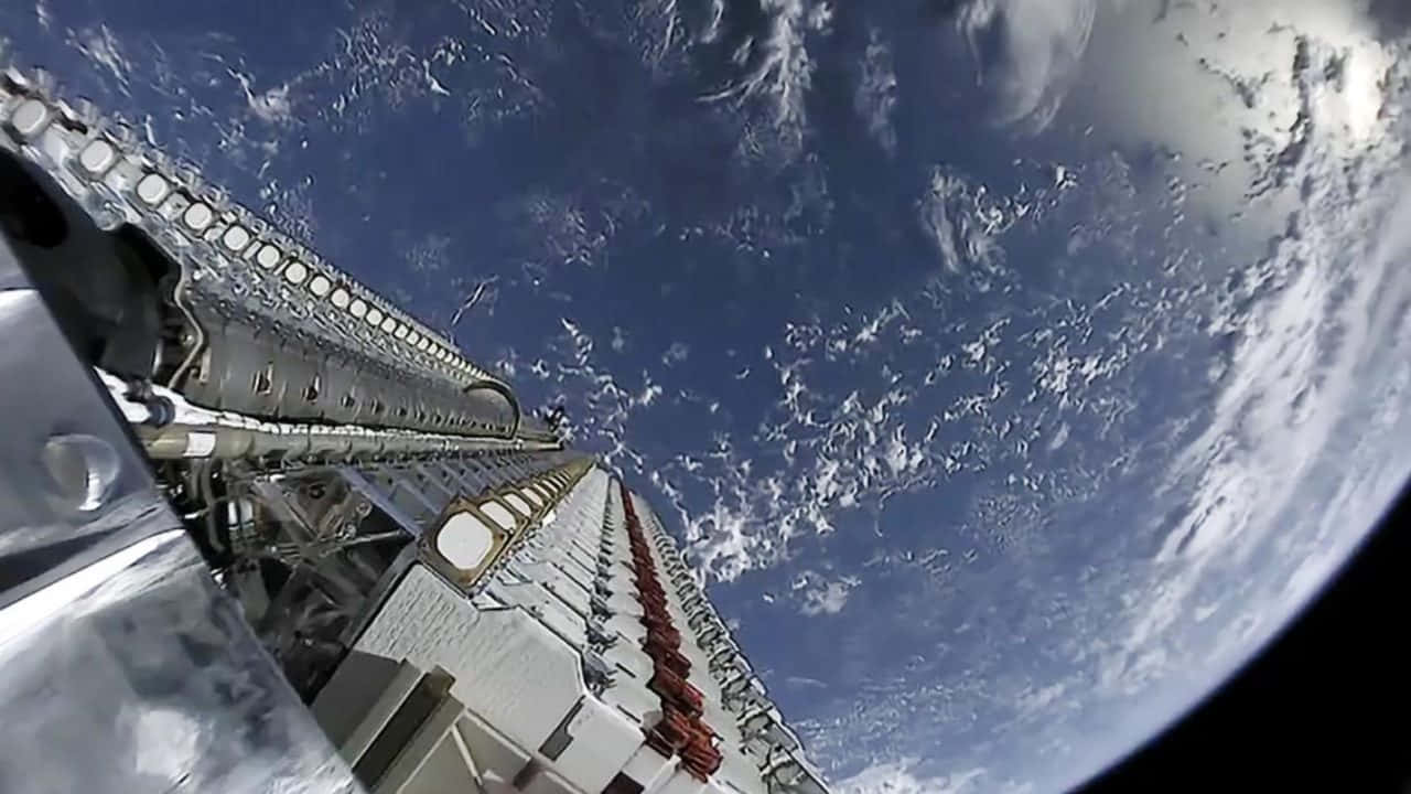 satellite technology, fisheye view, spacecraft, HD Desktop Wallpaper