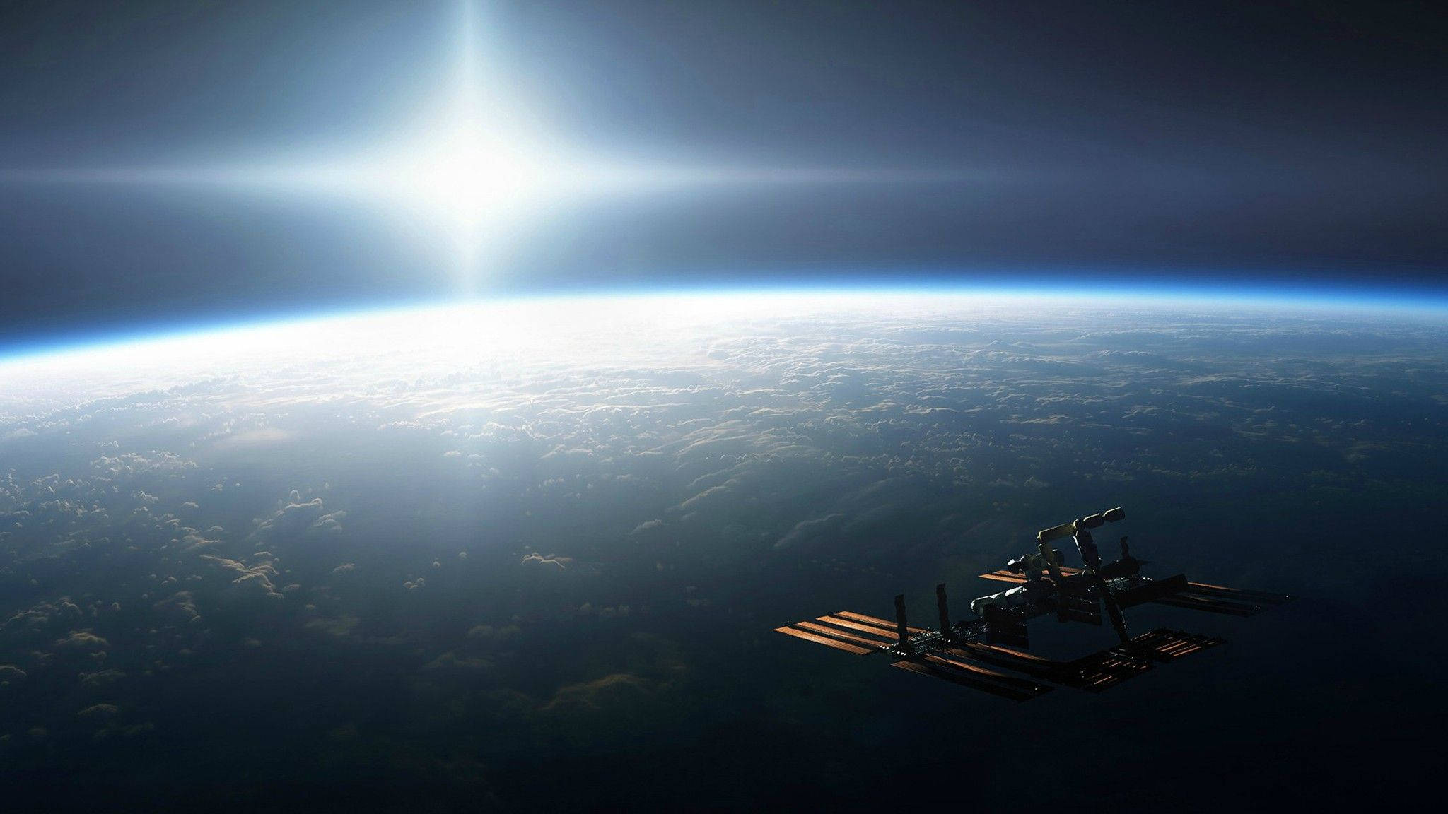 space satellite, Earth, sun, Full HD Desktop Wallpaper