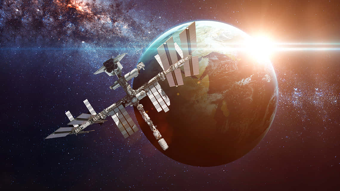 satellite technology, space station, Earth, SD Desktop Wallpaper