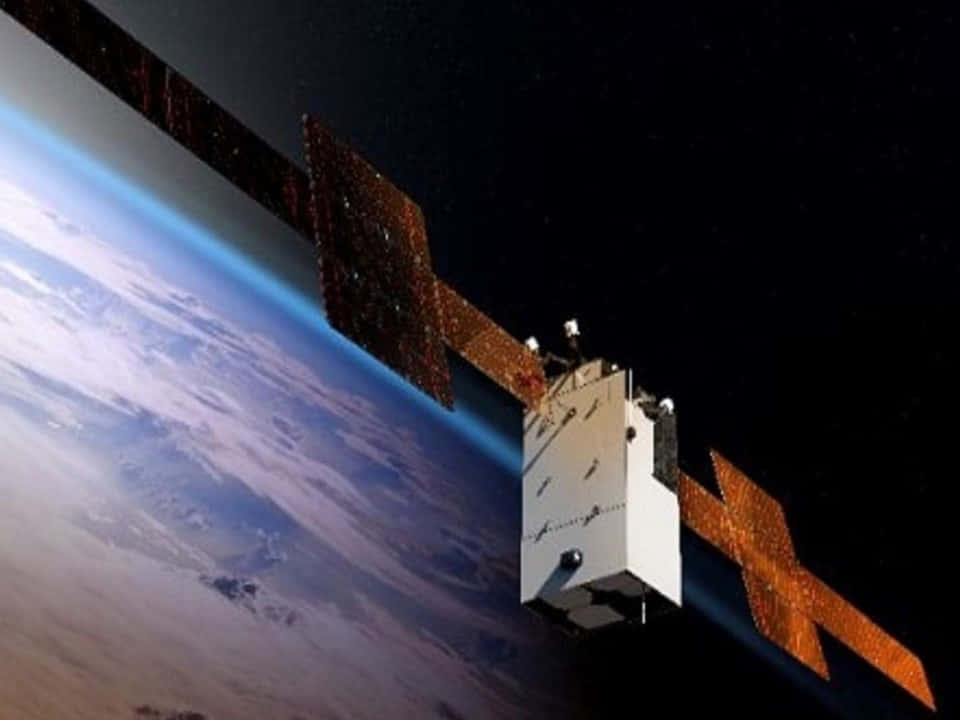 satellite, Earth, solar panels, SD Desktop Wallpaper
