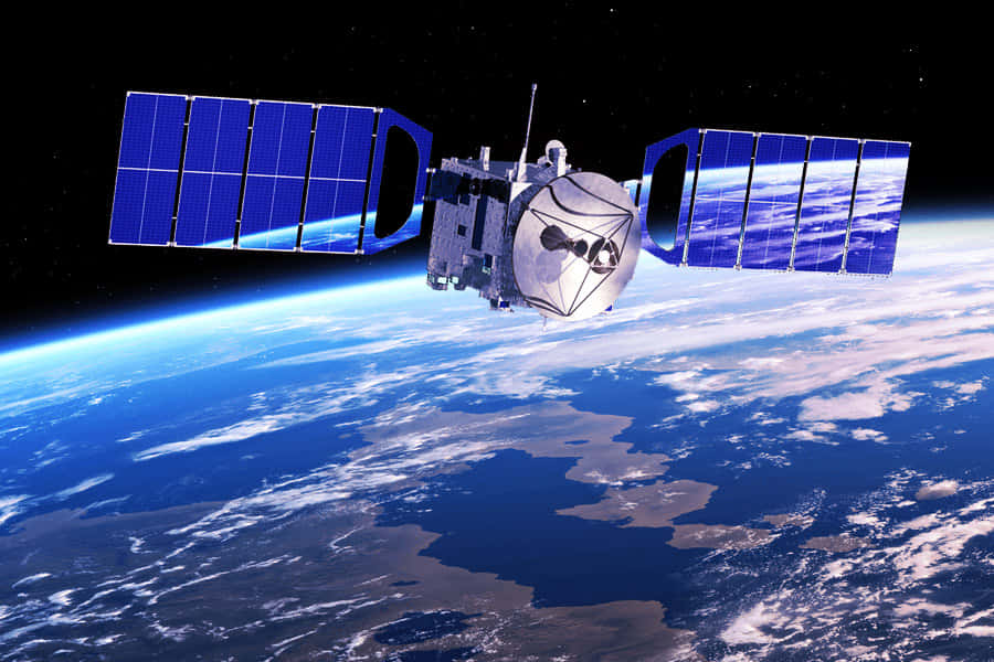 satellite technology 900 x 600, blue solar panels, Earth, SD Desktop Wallpaper