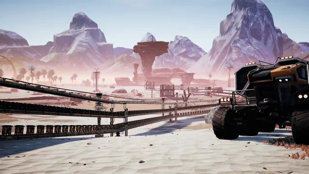 Satisfactory, rugged armored vehicle, desert plain, HD Desktop Wallpaper