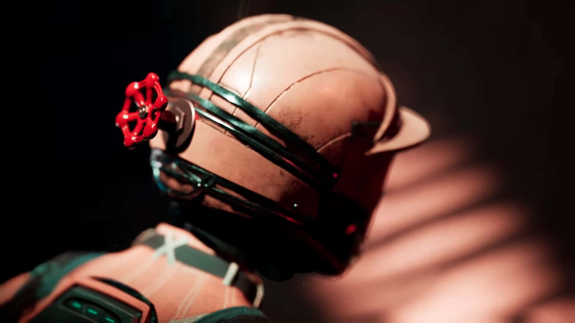Satisfactory Soldier, futuristic helmet, red valve, Full HD Desktop Wallpaper