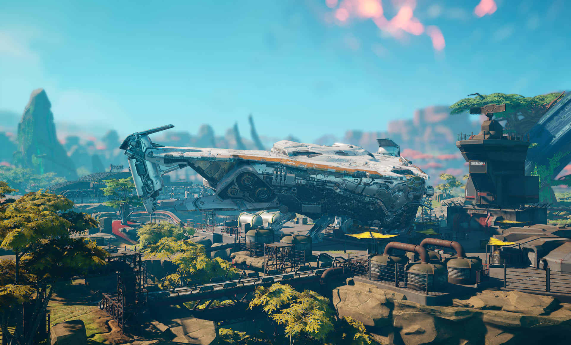 Satisfactory, huge ship, futuristic spaceship, Full HD Desktop Wallpaper