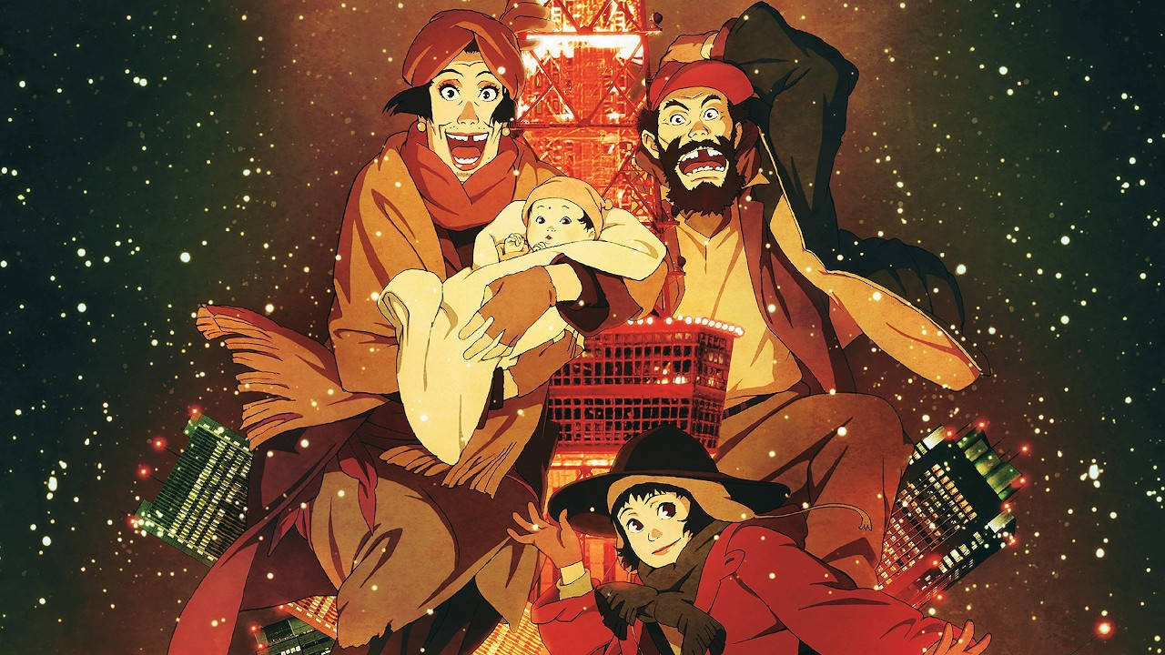 Christmas Eve, Satoshi Kon, glowing city skyline, HD Desktop Wallpaper