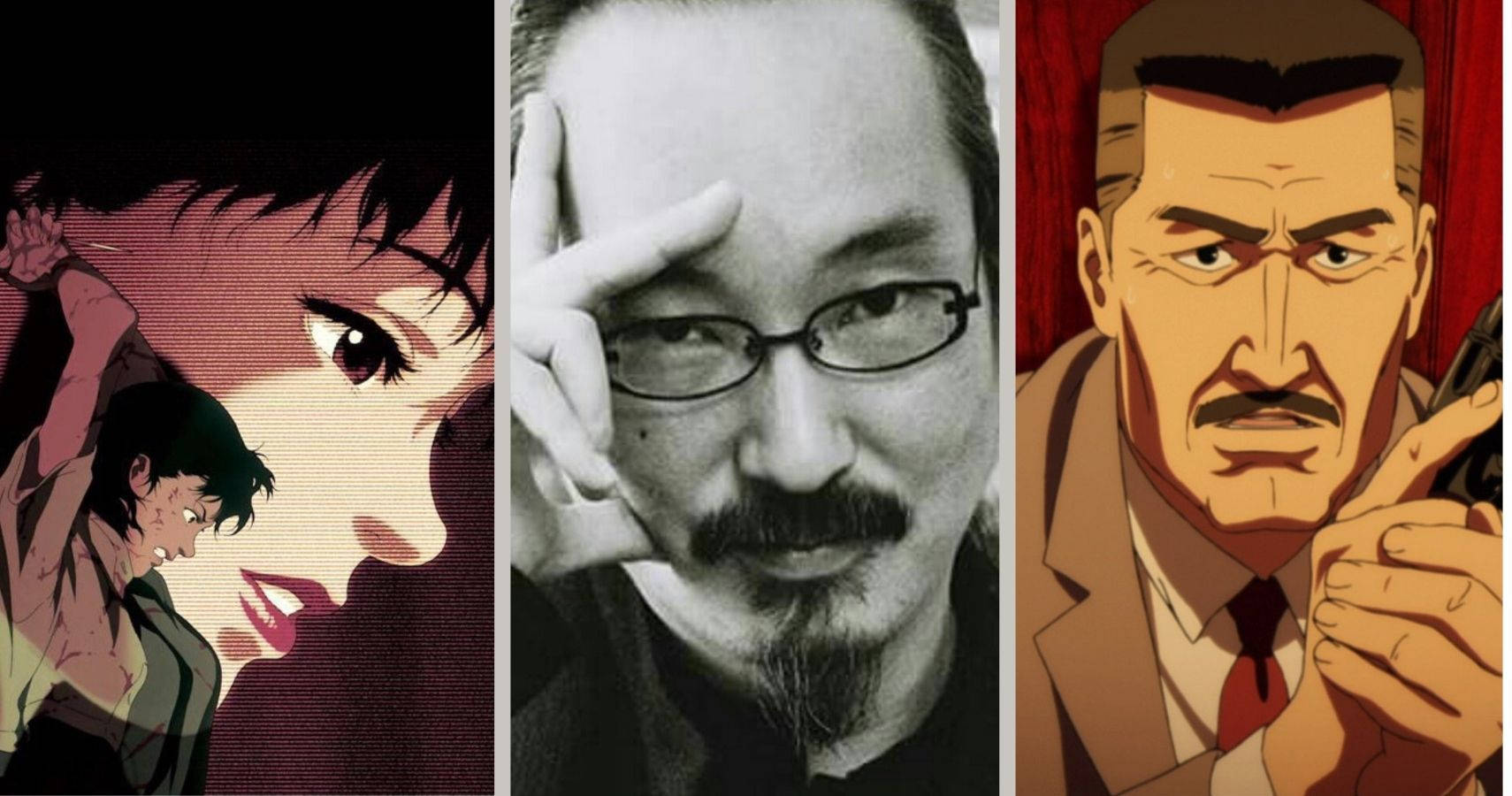 Satoshi Kon, anime-style female character, black-and-white portrait of a man with glasses, HD Desktop Wallpaper