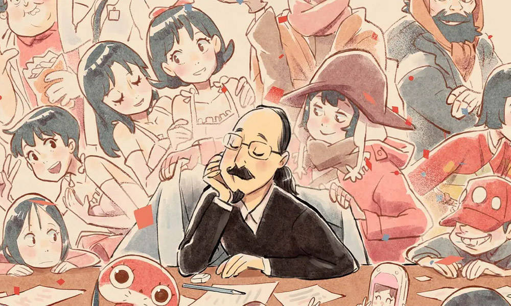 Satoshi Kon, bespectacled man, mustache, SD Desktop Wallpaper