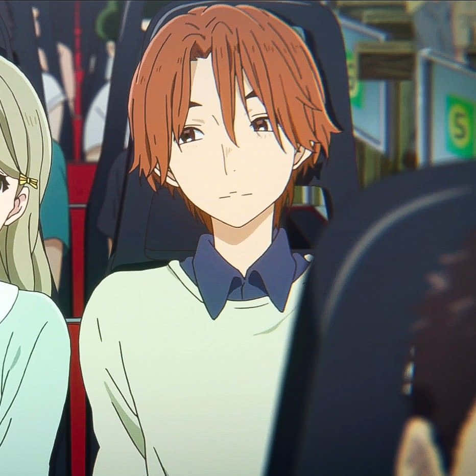 Satoshi Mashiba, orange hair, train, SD Desktop Wallpaper