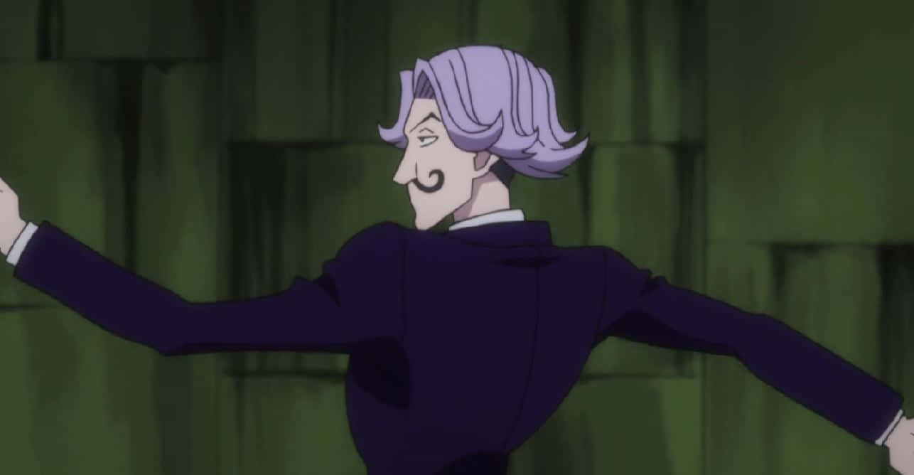 Satotz, purple-haired anime man, dark suit, HD Desktop Wallpaper