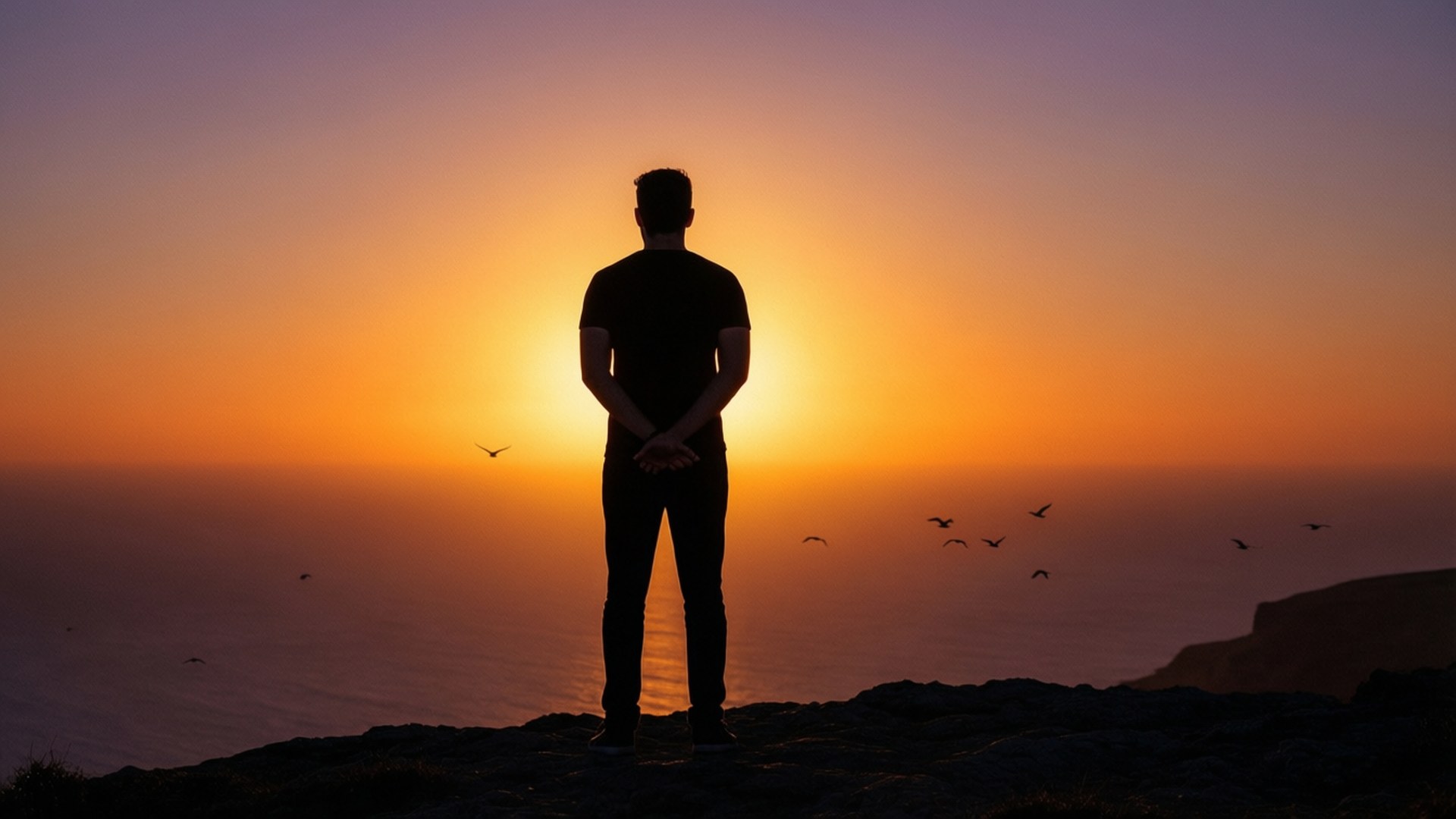 Satotz, silhouette, sunset sky, Full HD Desktop Wallpaper