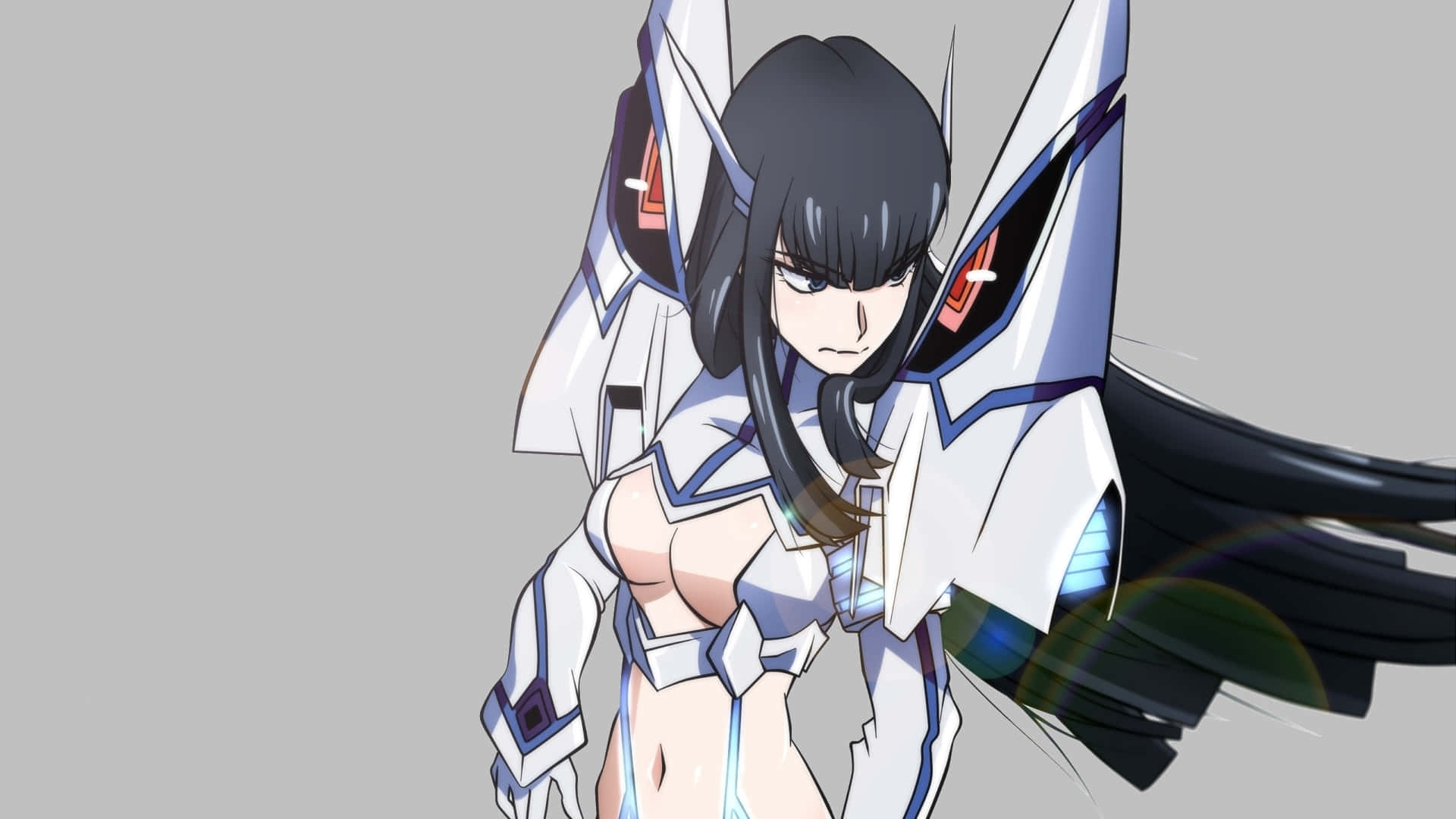 Satsuki Kiryuin, black hair, white futuristic armor, Full HD Desktop Wallpaper