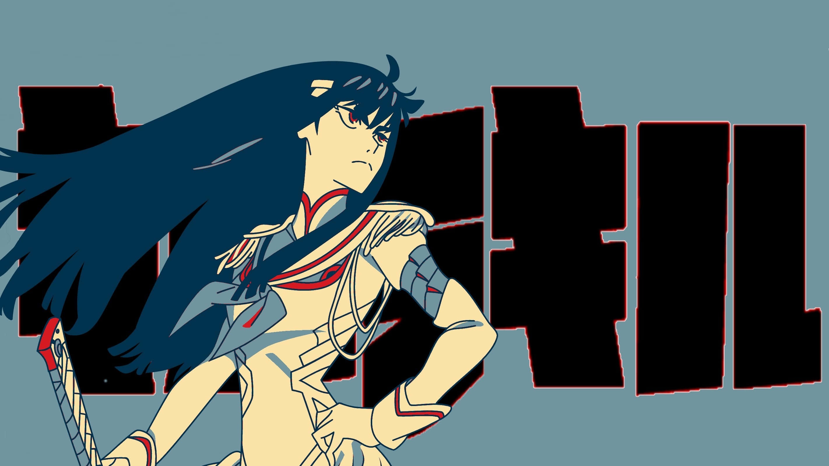 Satsuki Kiryuin, long dark hair, sword, 2K Desktop Wallpaper