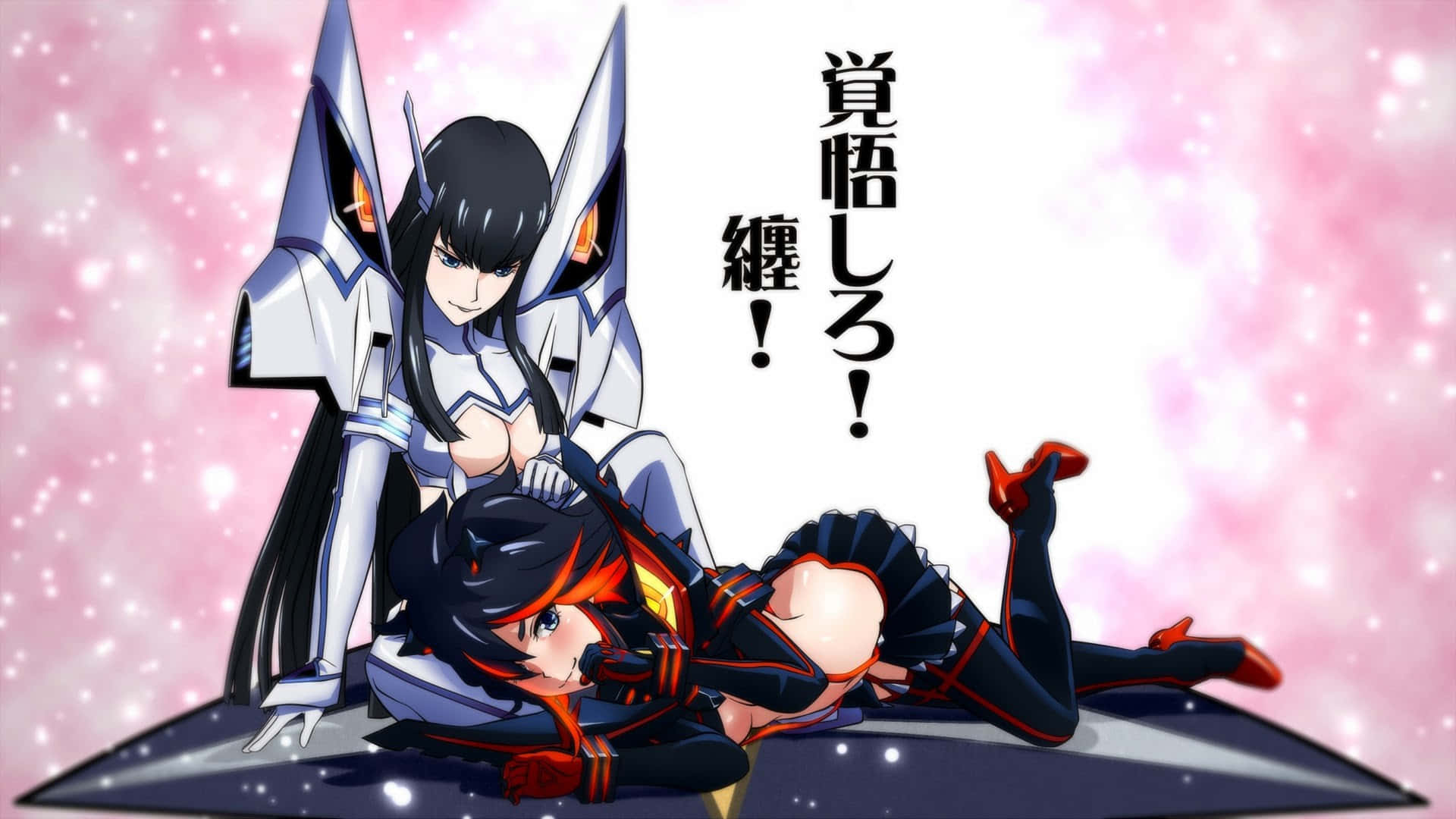 Satsuki Kiryuin, futuristic outfits, sparkling pink cosmic backdrop, Full HD Desktop Wallpaper