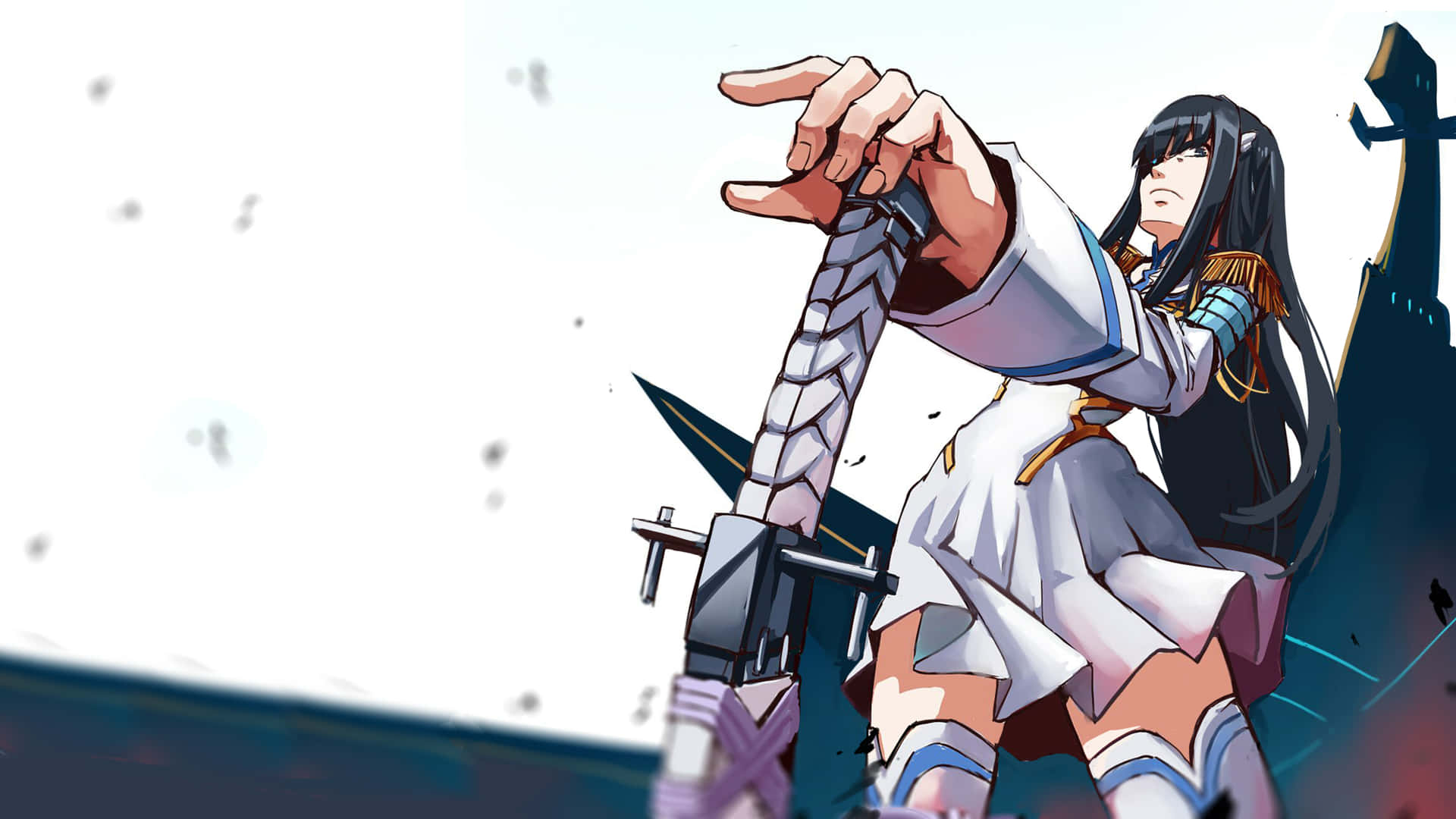 Satsuki Kiryuin, long black hair, futuristic sword, Full HD Desktop Wallpaper