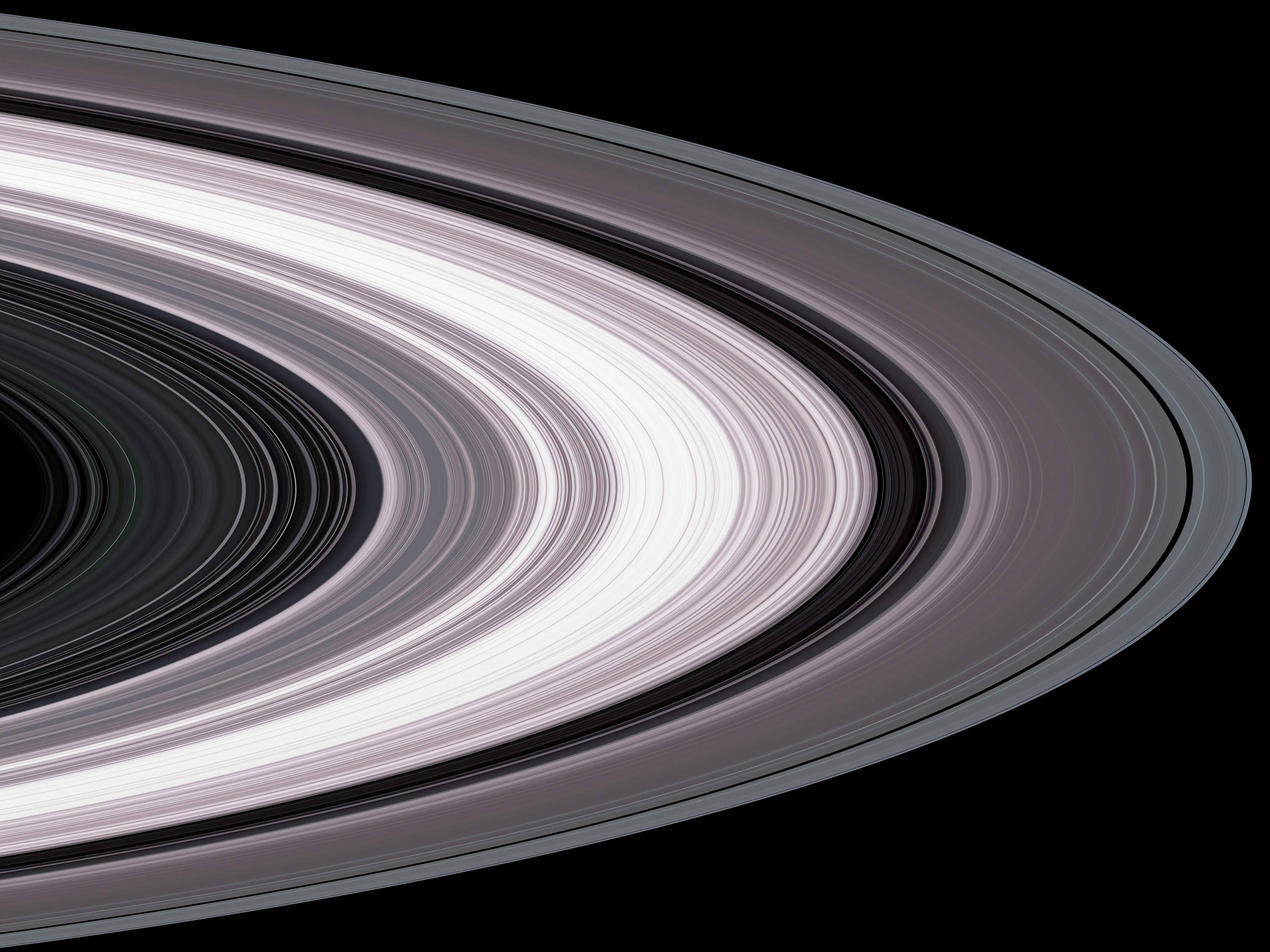 Saturn, rings, silver, 2K Desktop Wallpaper
