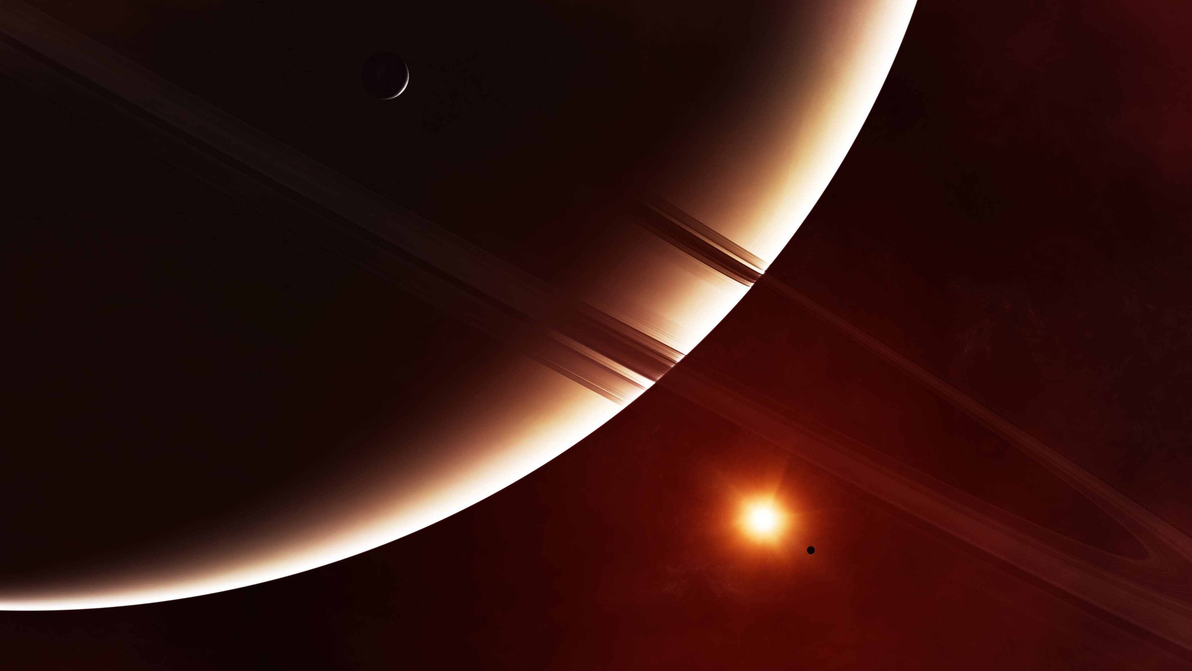 Warm Saturn 4K, Saturn, ringed planet, 4K Desktop Wallpaper