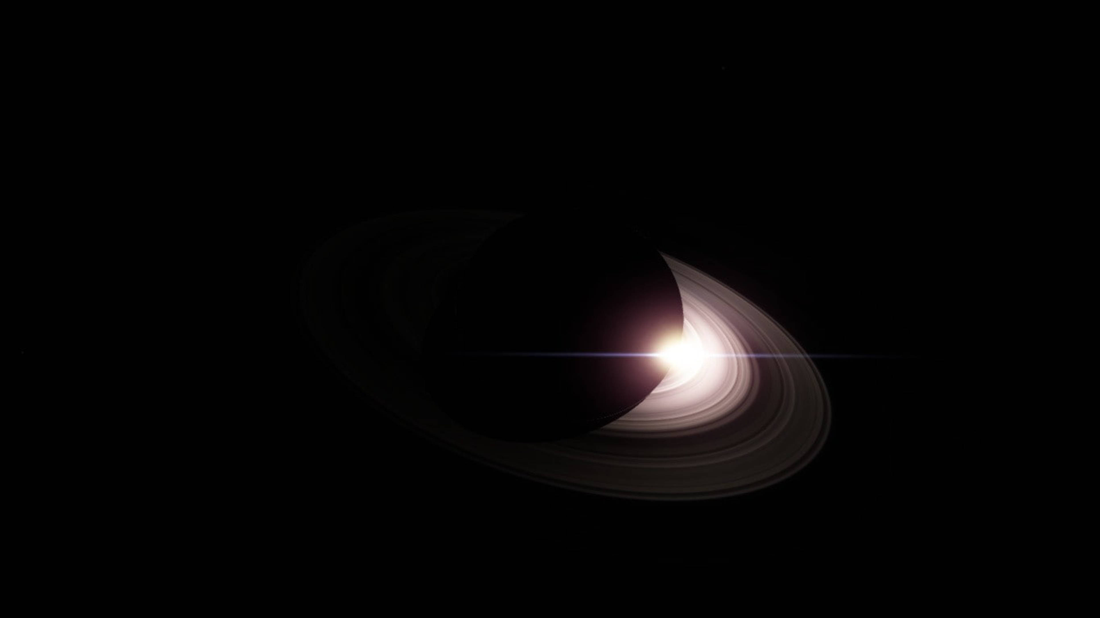 Shadow Saturn 4K, black hole, glowing accretion disk, 4K Desktop Wallpaper
