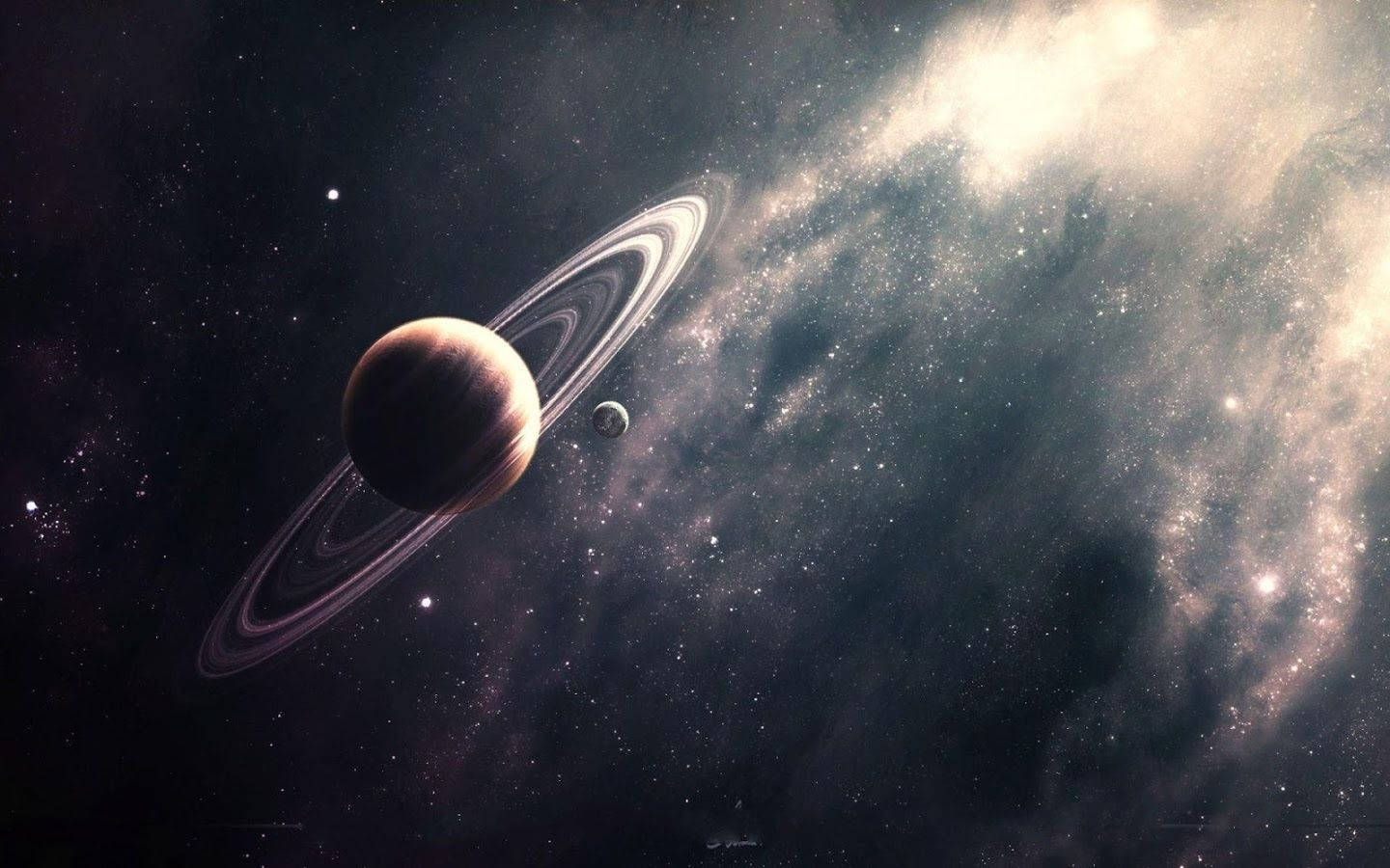 Saturn, rings, starry cosmic backdrop, HD Desktop Wallpaper