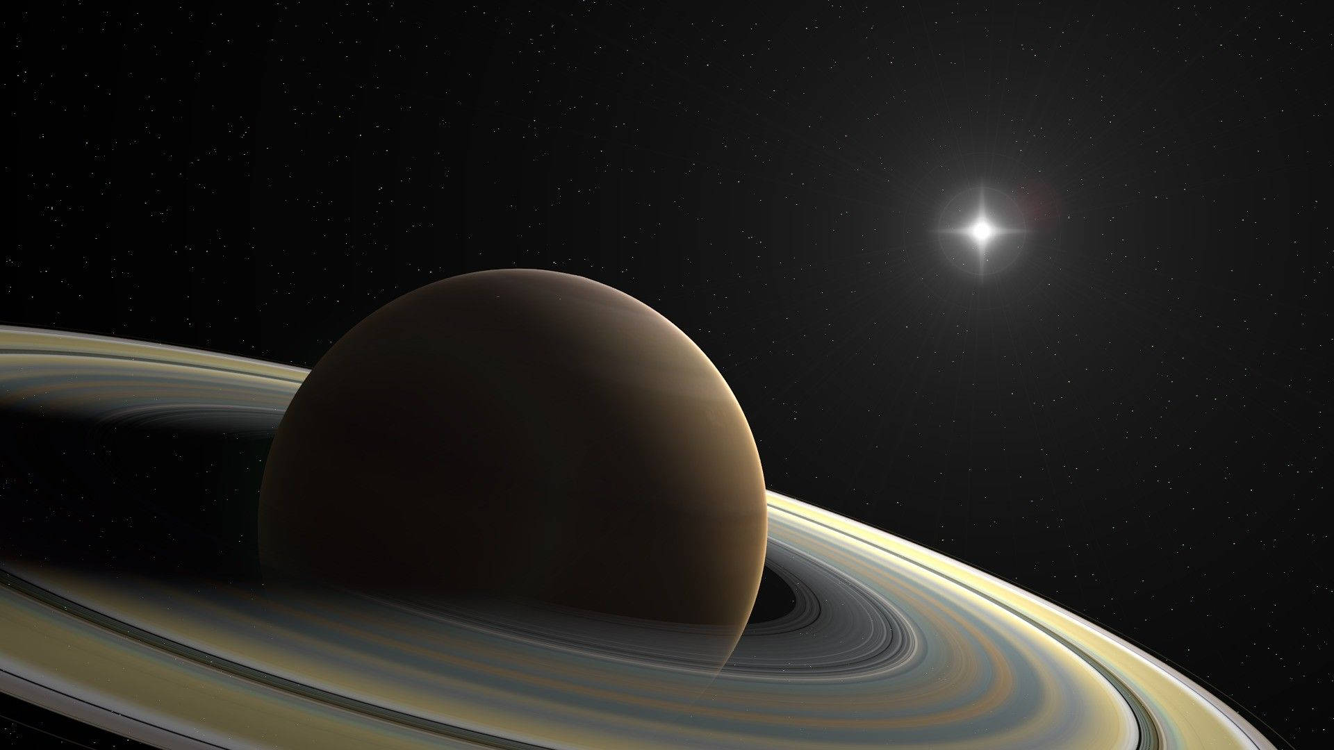 Saturn, star, ringed planet, Full HD Desktop Wallpaper