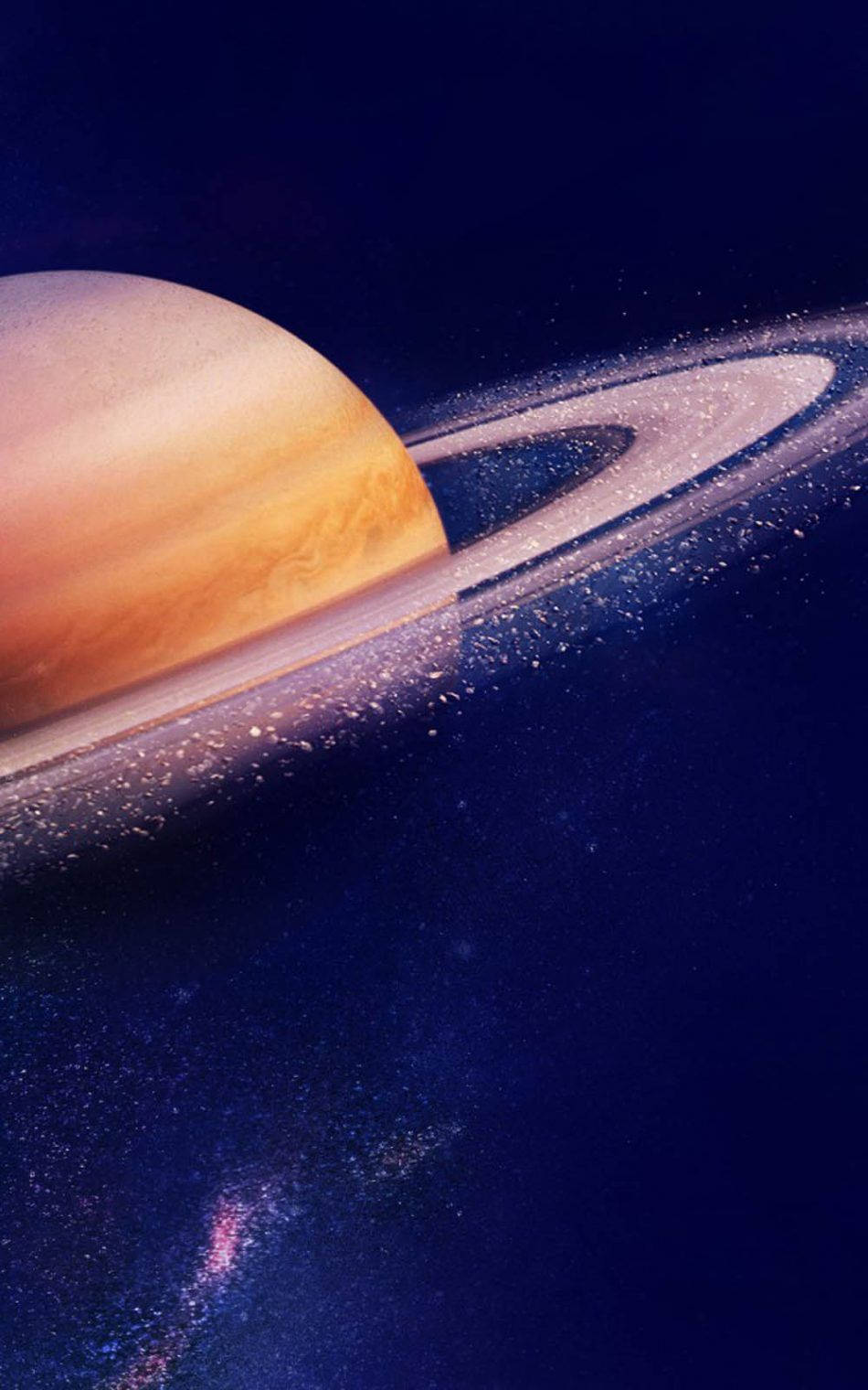 Saturn, golden rings, cosmic blue backdrop, HD Phone Wallpaper