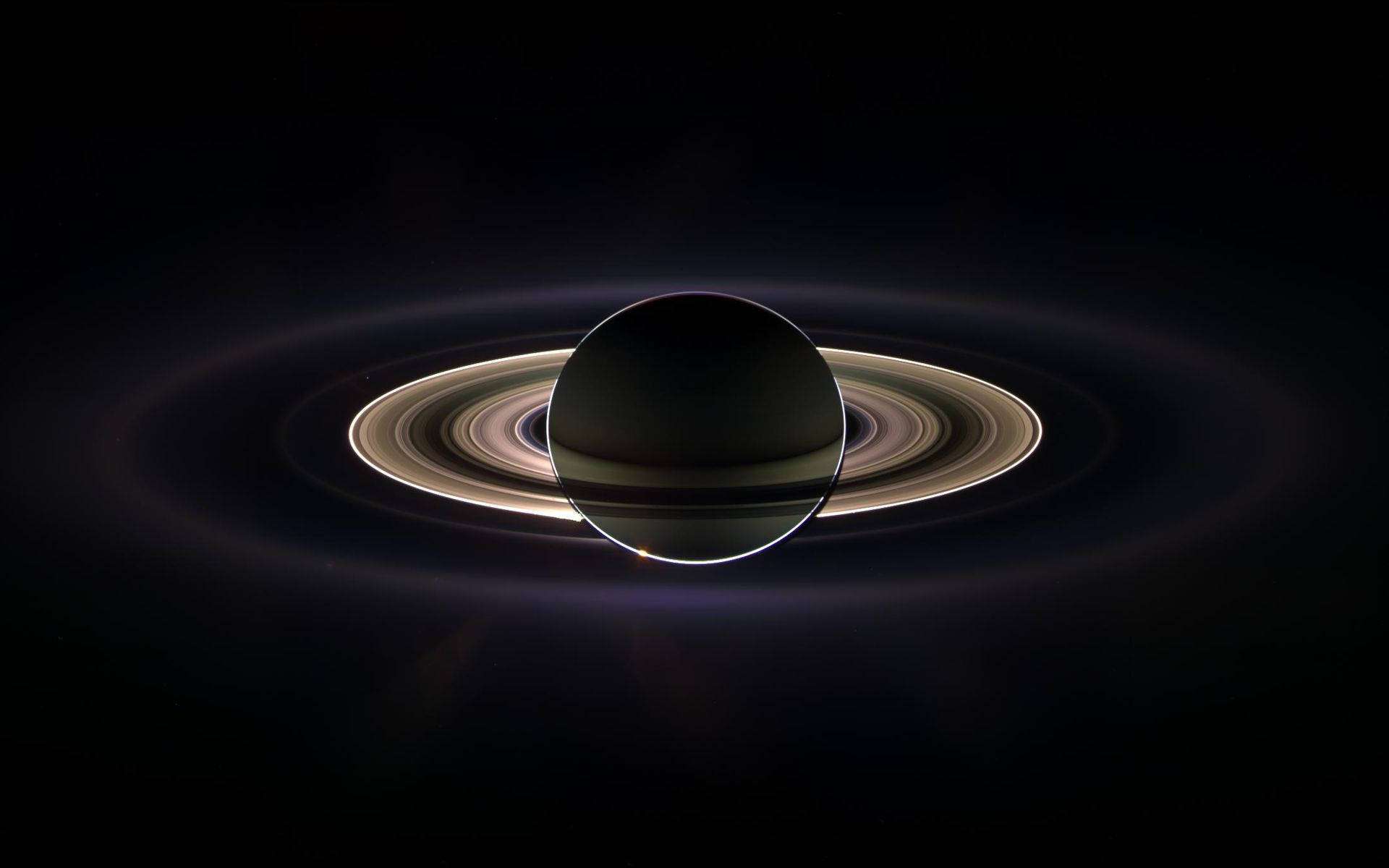 Saturn, colorful rings, panoramic view, Full HD Desktop Wallpaper