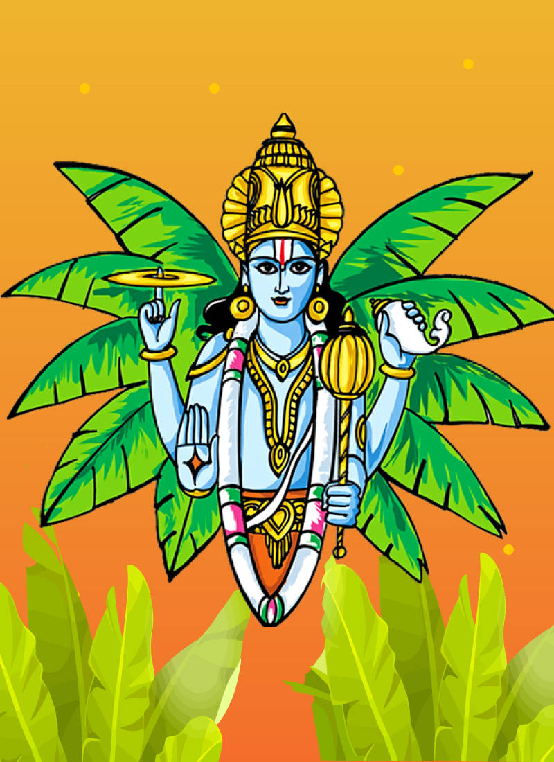 Satyanarayana Swamy, blue-skinned, four arms, SD Phone Wallpaper
