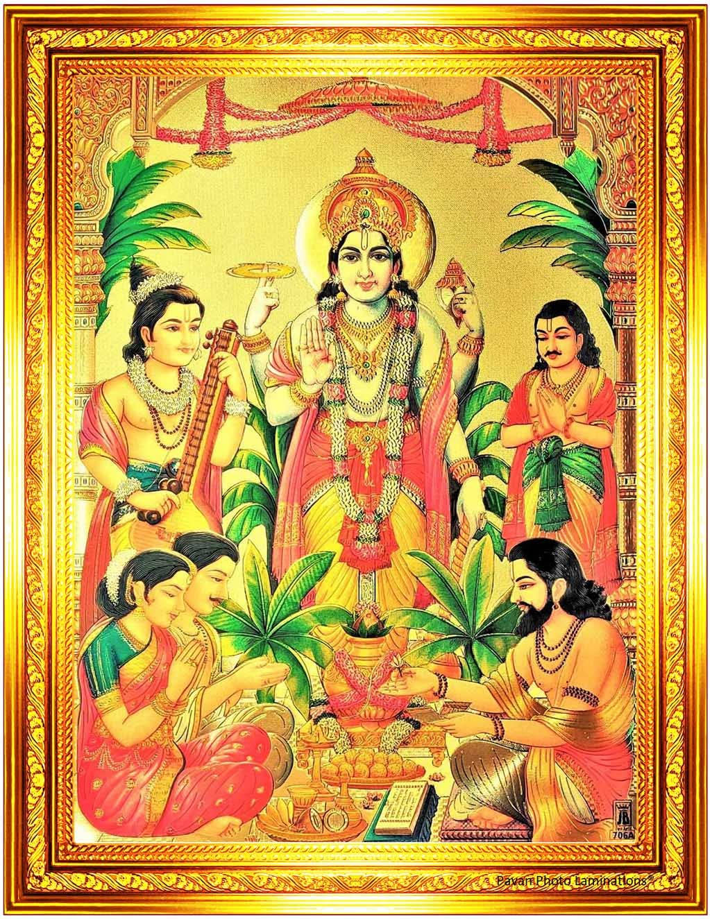 Satyanarayana Swamy, gold frame, gold, HD Phone Wallpaper