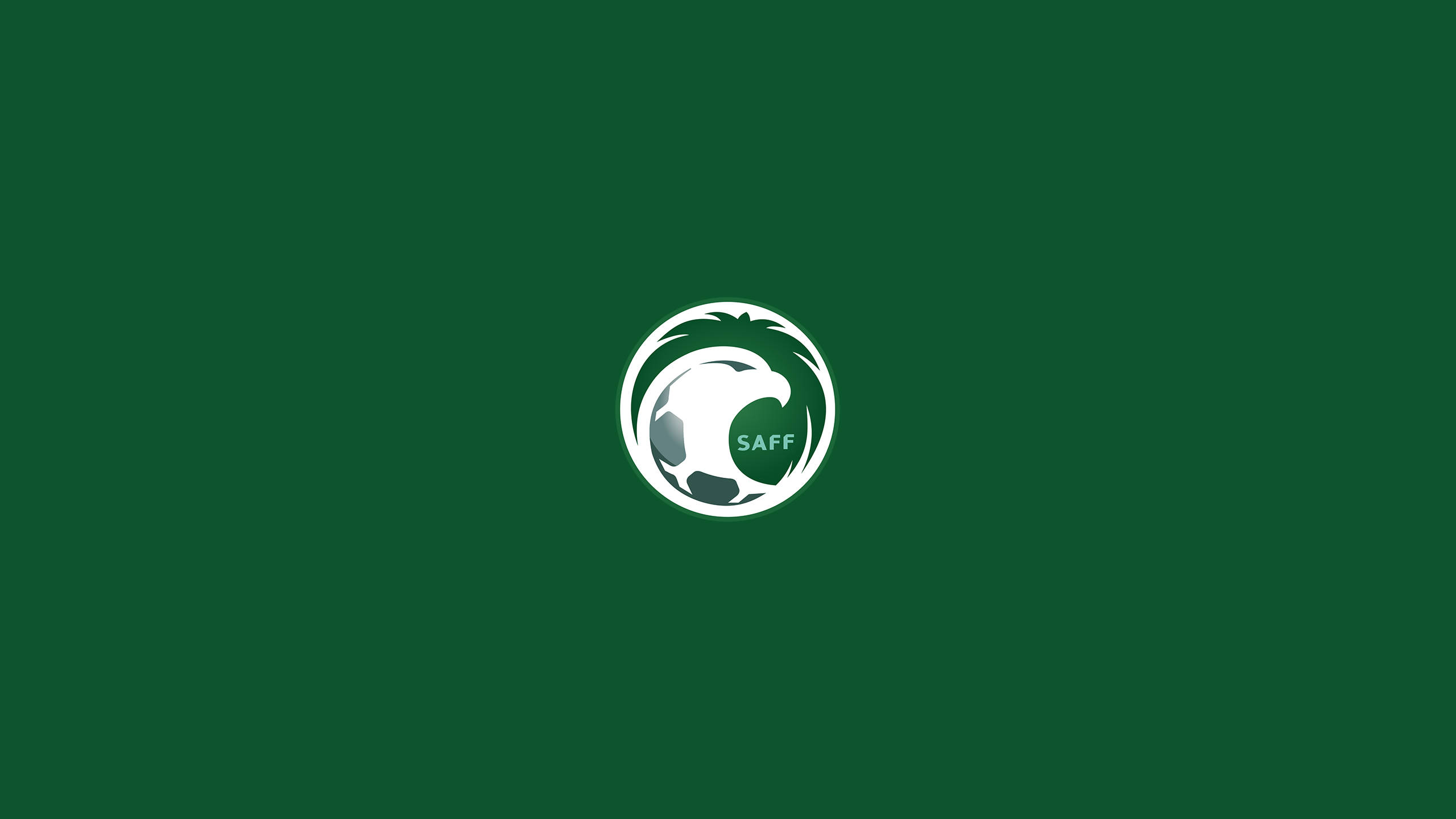 Saudi Arabia National Football Team, white circular logo, stylized eagle head, 2K Desktop Wallpaper