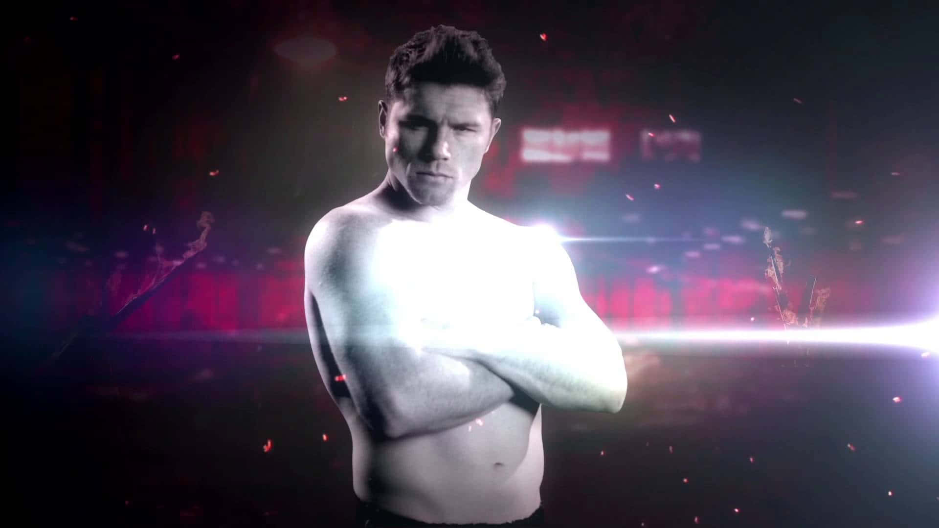 Saul Canelo Alvarez, dark arena, dramatic red and white lights, Full HD Desktop Wallpaper