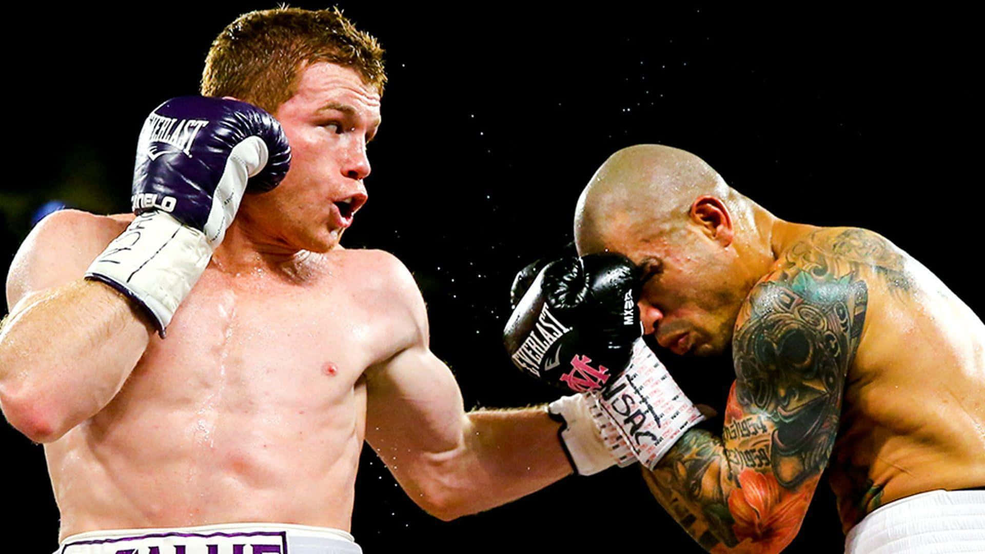 Saul Canelo Alvarez, powerful blow, boxing match, Full HD Desktop Wallpaper
