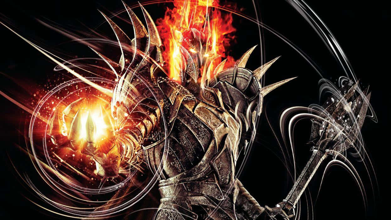 Sauron, Shadow of War, flaming crown, SD Desktop Wallpaper