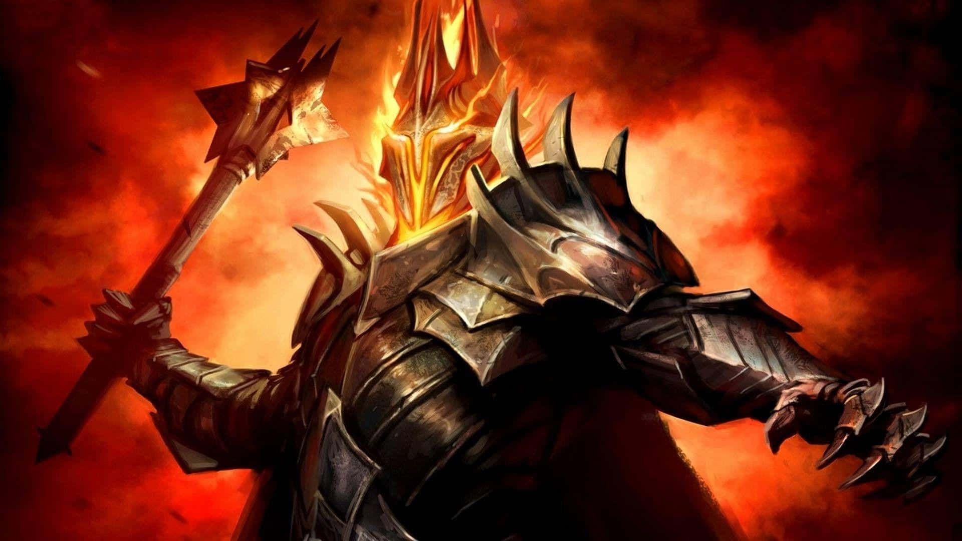 Sauron, Shadow of War, flaming crown, Full HD Desktop Wallpaper