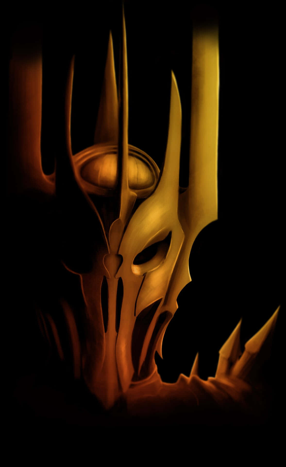 Sauron, golden mask, sharp spikes, Full HD Phone Wallpaper