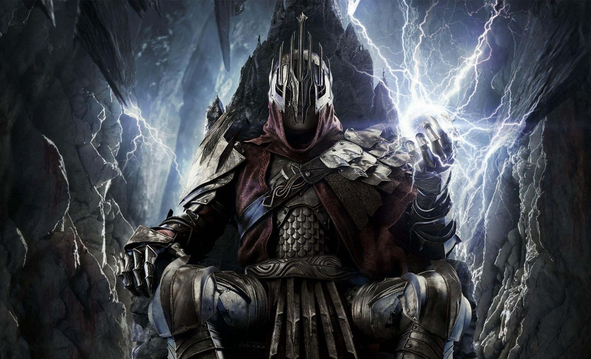 Sauron, dark armored knight, spiked helmet, Full HD Desktop Wallpaper