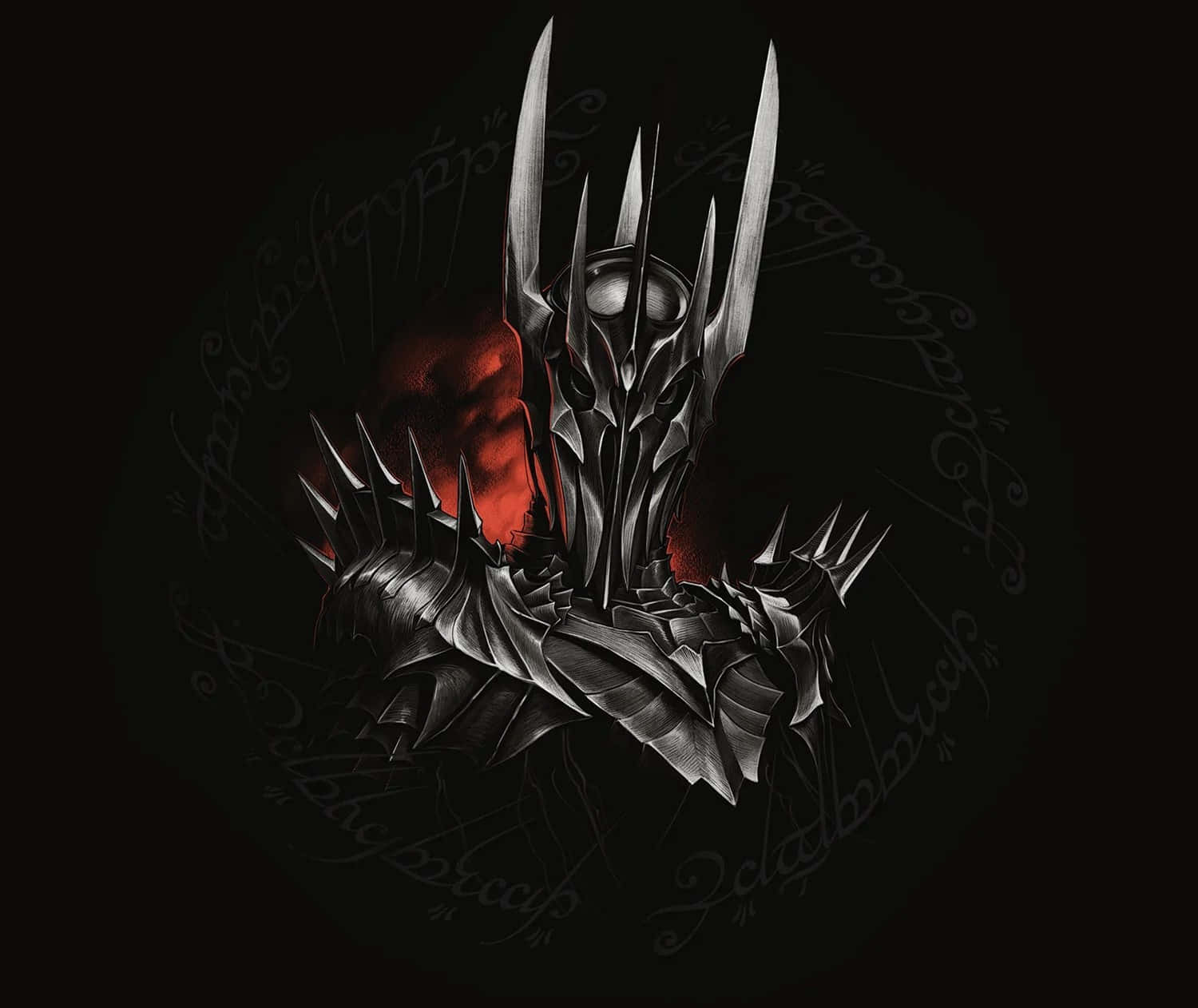 Sauron, silver spiked helmet, glowing red eyes, HD Desktop Wallpaper