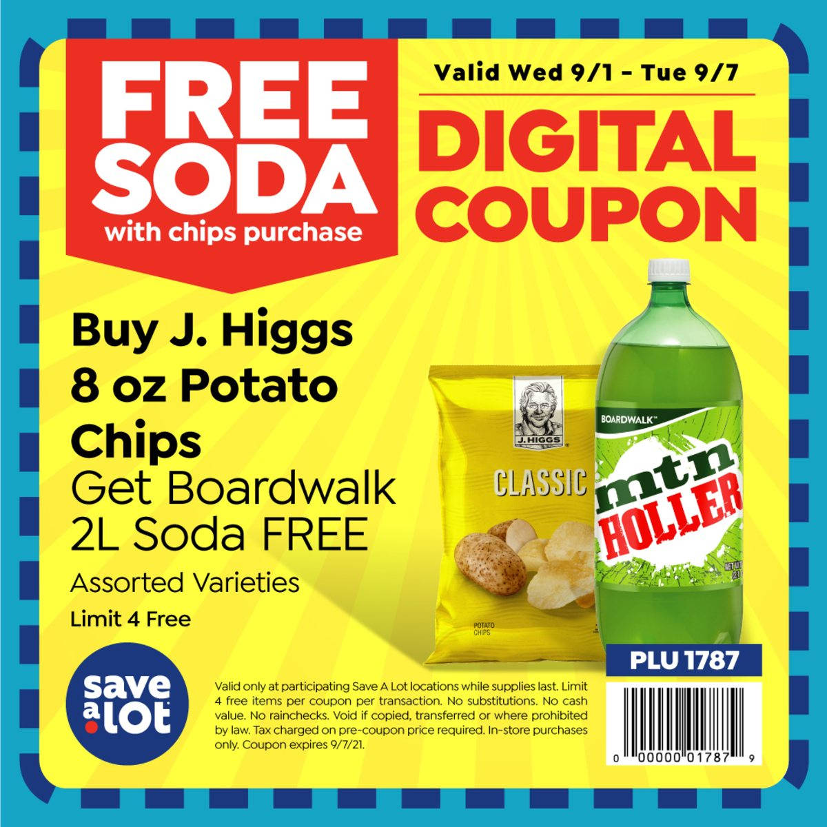 Save A Lot, Boardwalk Mountain Roller soda, J Higgs potato chip, SD Desktop Wallpaper
