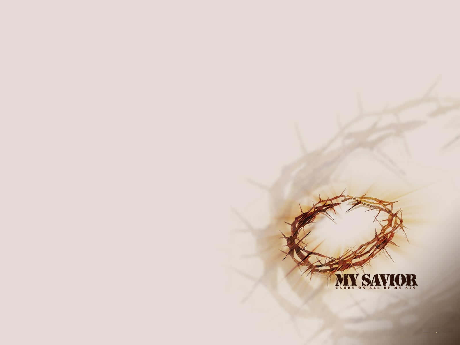 Savior, radiant crown of thorns, soft beige background, HD Desktop Wallpaper