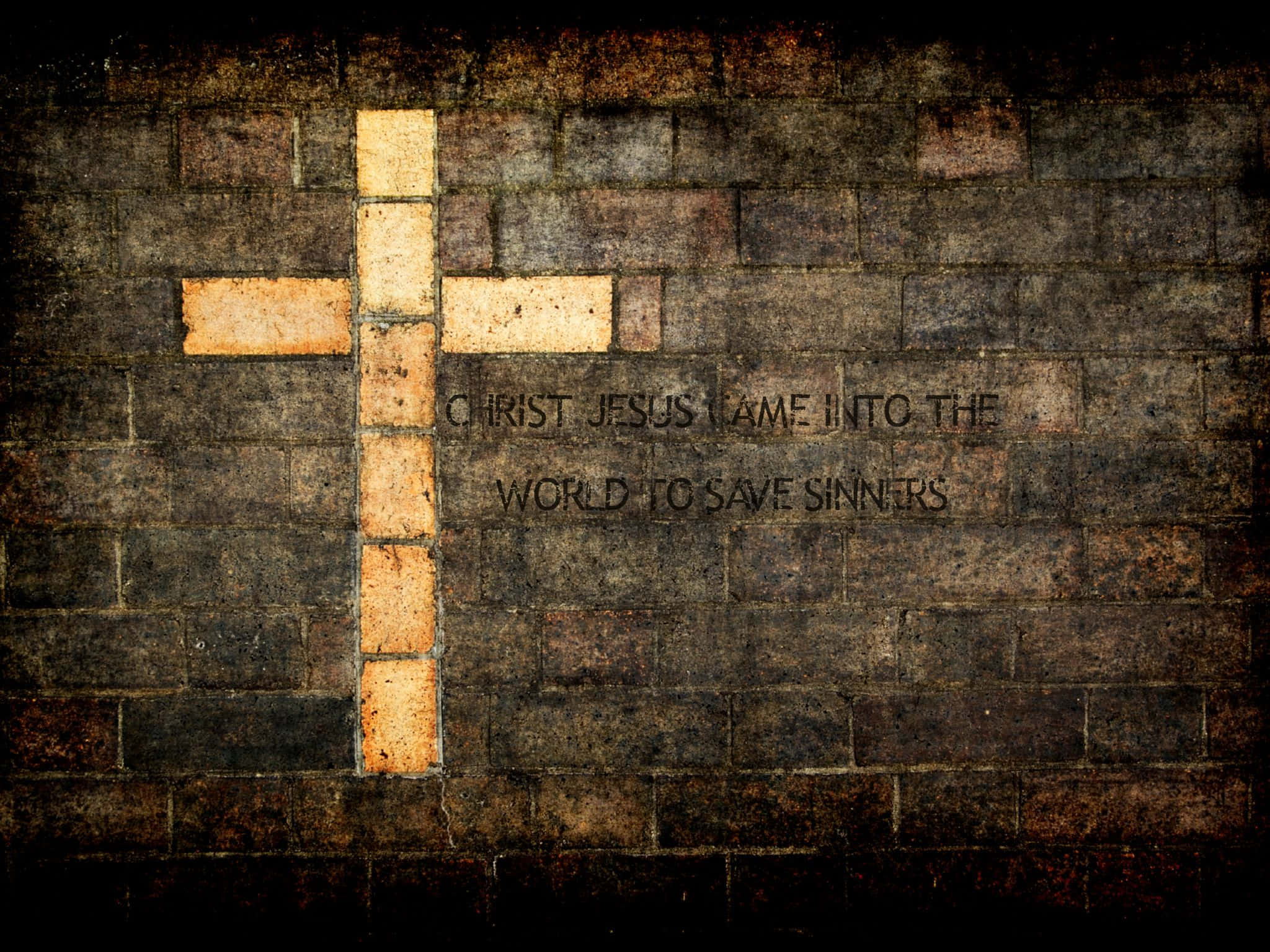 Savior, sunrise, weathered brick wall, Full HD Desktop Wallpaper