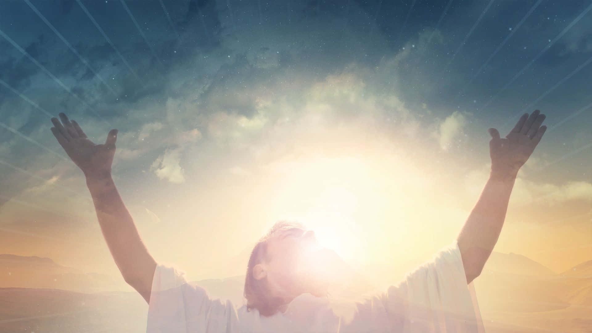 Savior, white robes, radiant sunburst, Full HD Desktop Wallpaper