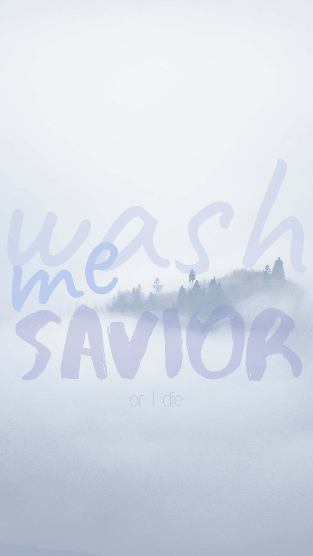 Savior, foggy mountain silhouette, translucent text overlay, Full HD Phone Wallpaper