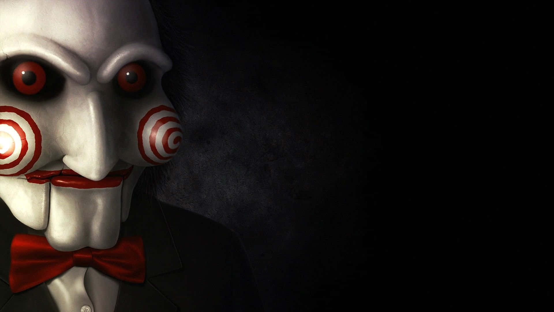 Saw, white masked figure, red spiral cheeks, Full HD Desktop Wallpaper