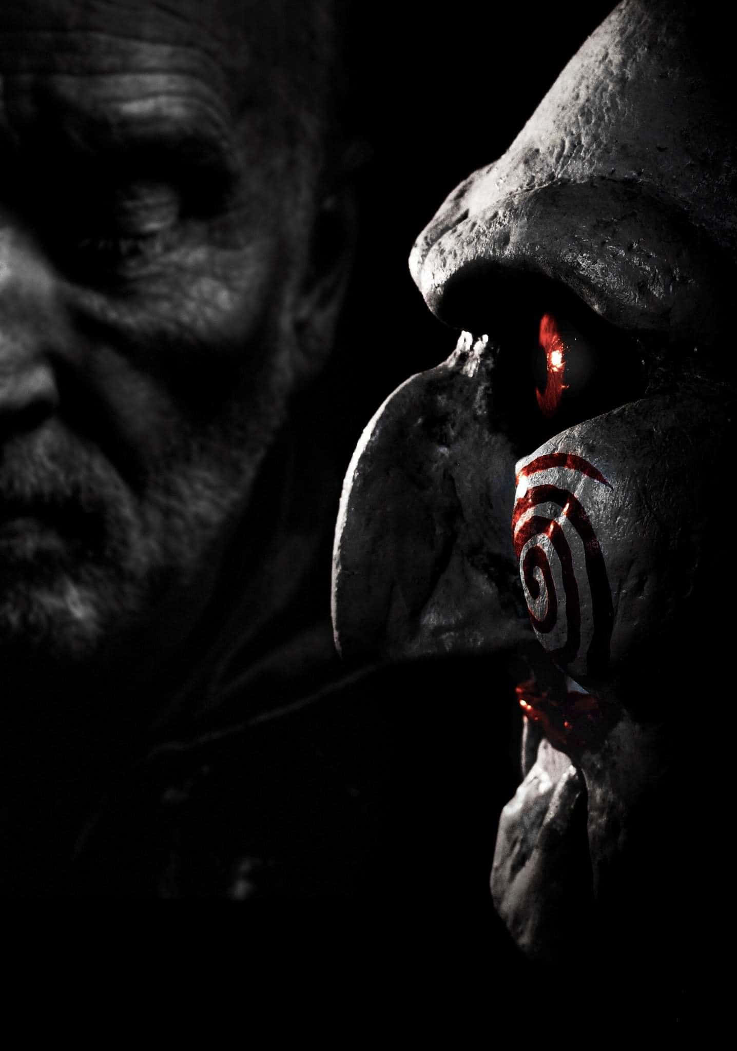 Saw, glowing red eyes, masked figure, Full HD Phone Wallpaper