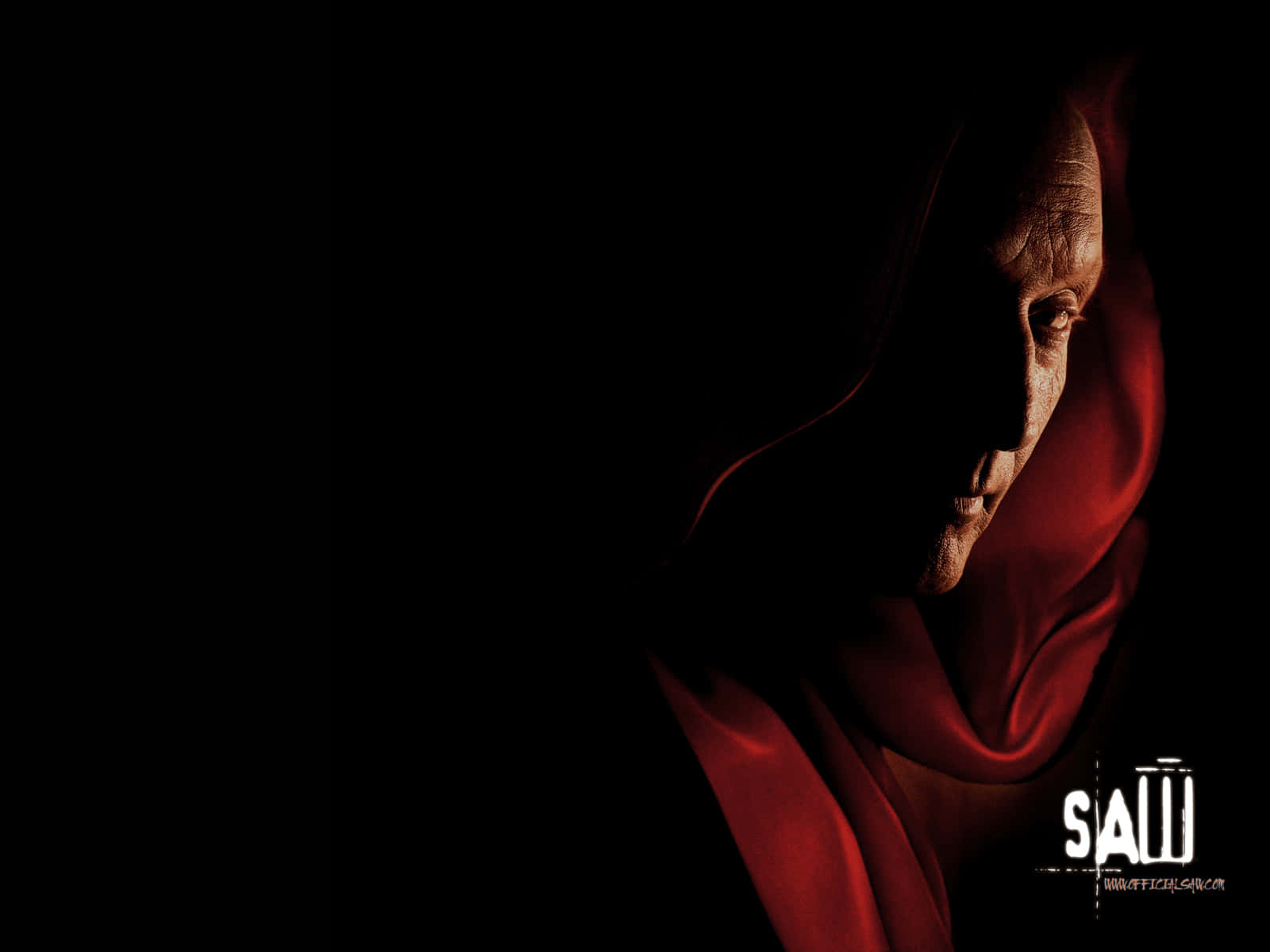 Saw, red hooded robe, intense lighting, HD Desktop Wallpaper