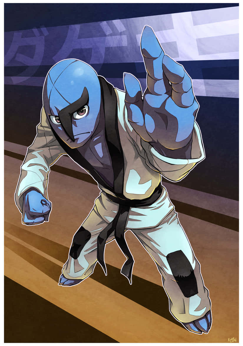 Sawk, blue-skinned, anime martial artist, SD Phone Wallpaper