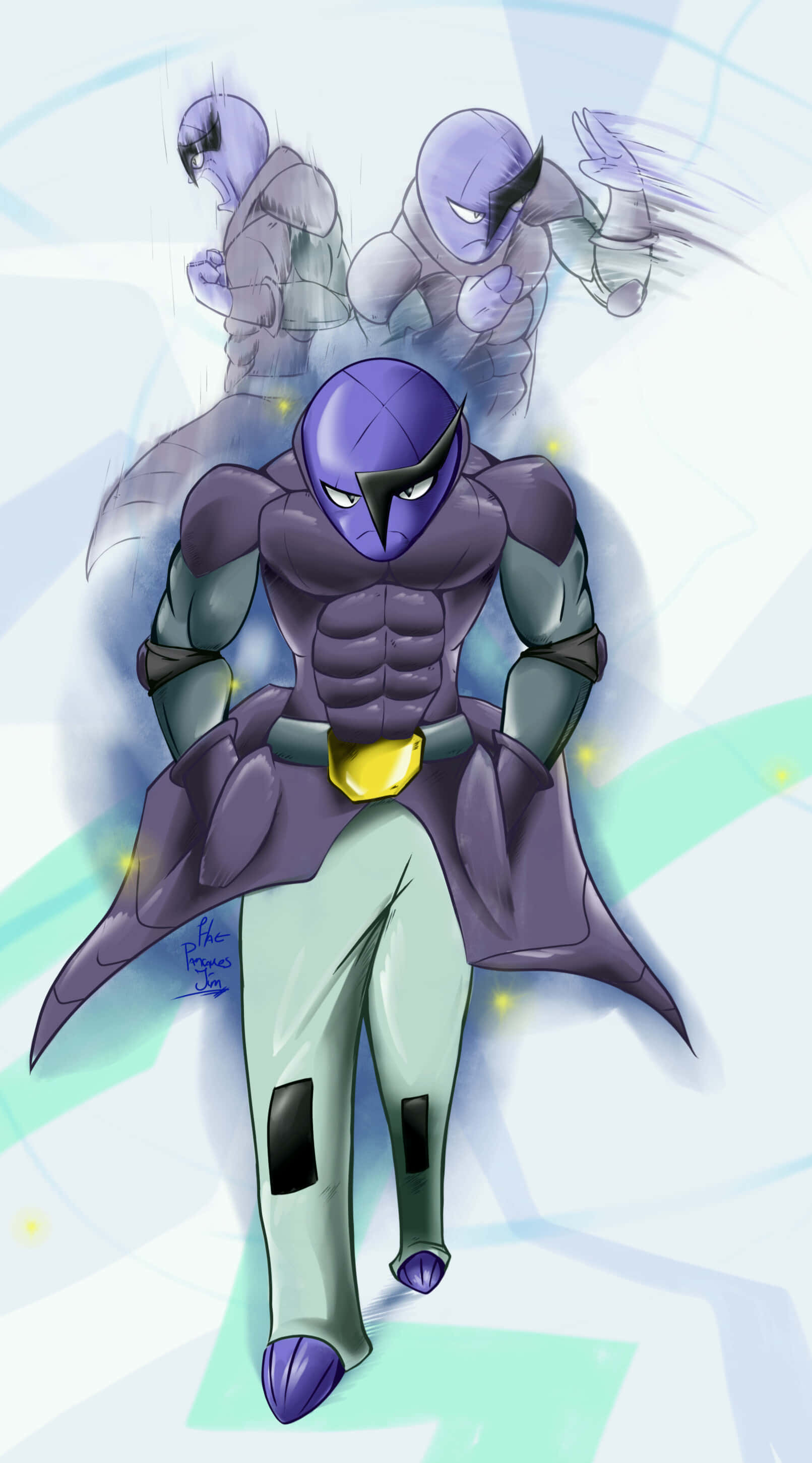 Sawk, purple-masked anime warrior, muscular suit, 2K Phone Wallpaper