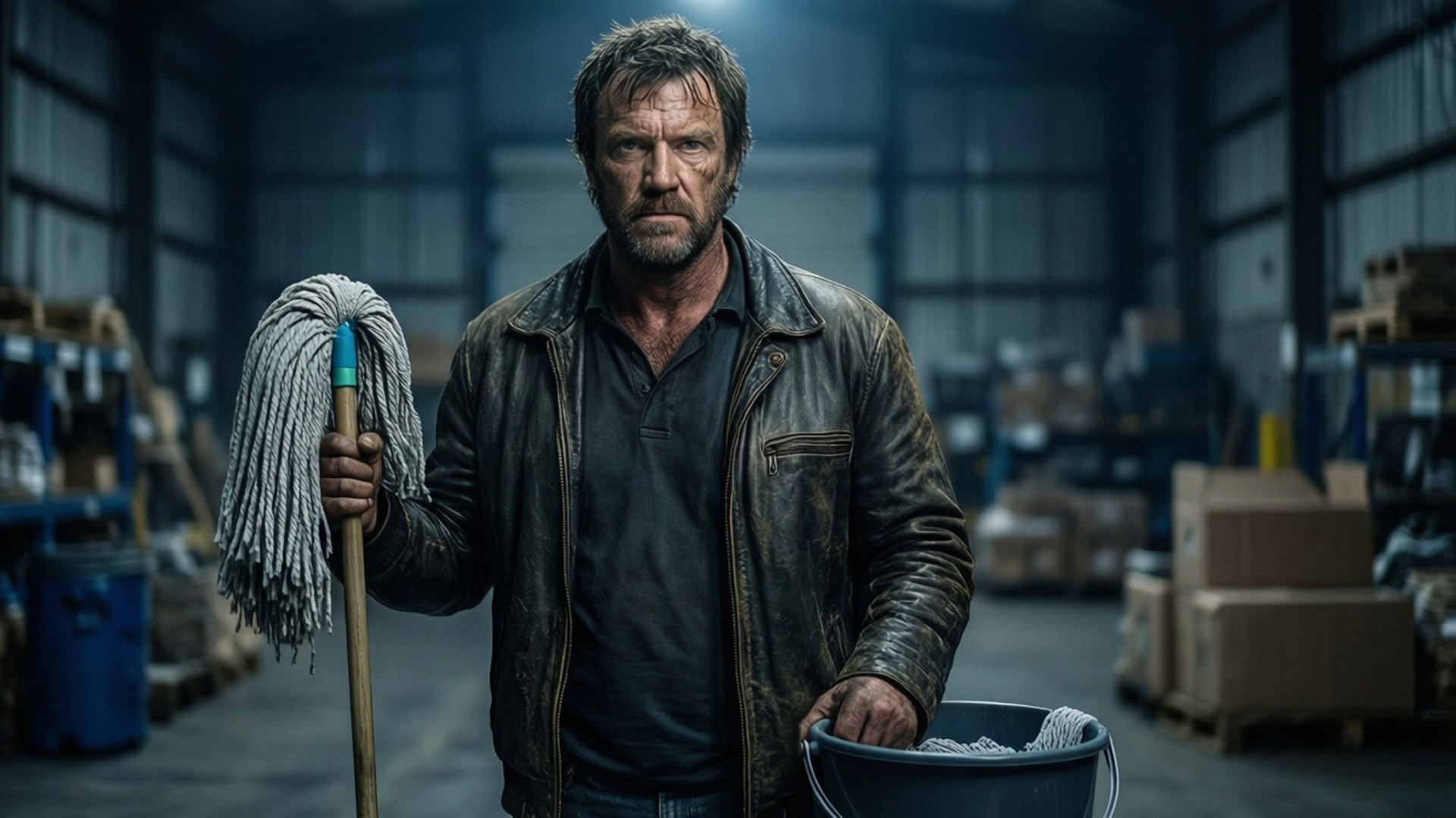 Sawyer the Cleaner, warehouse, mop, Full HD Desktop Wallpaper