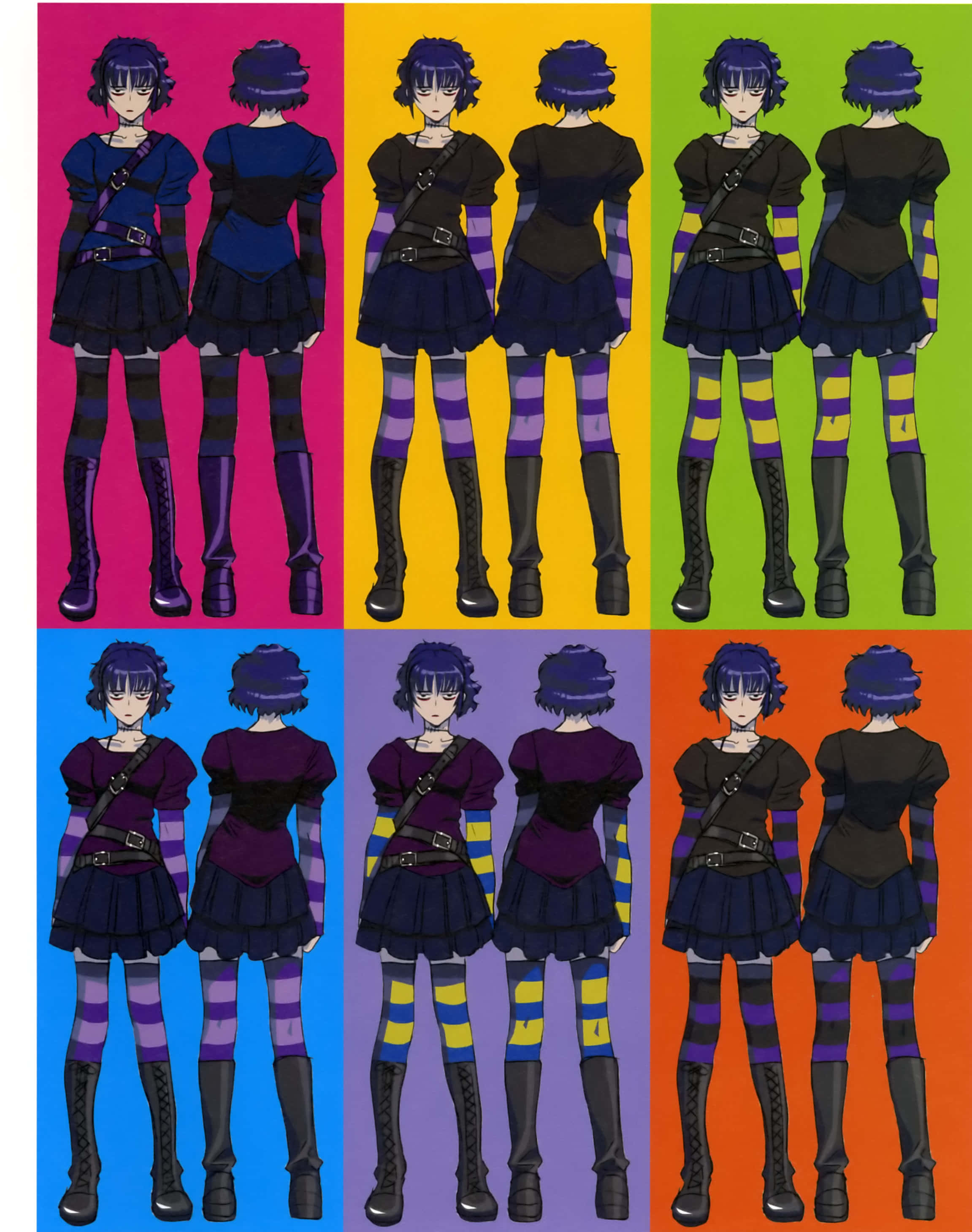 Sawyer The Cleaner, dark gothic outfit, striped tights, 2K Phone Wallpaper